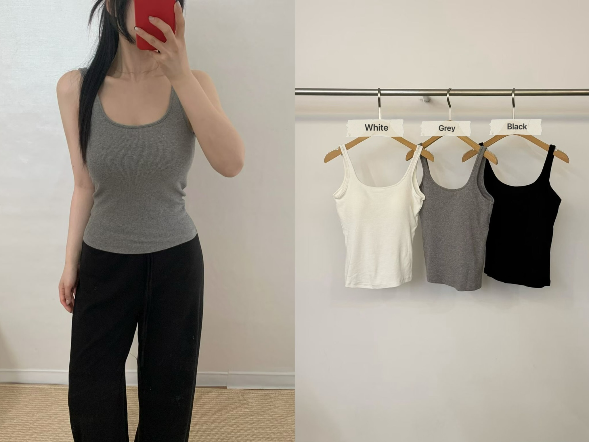 PG31 / LOW BACK RIBBED PADDED TANK TOP
