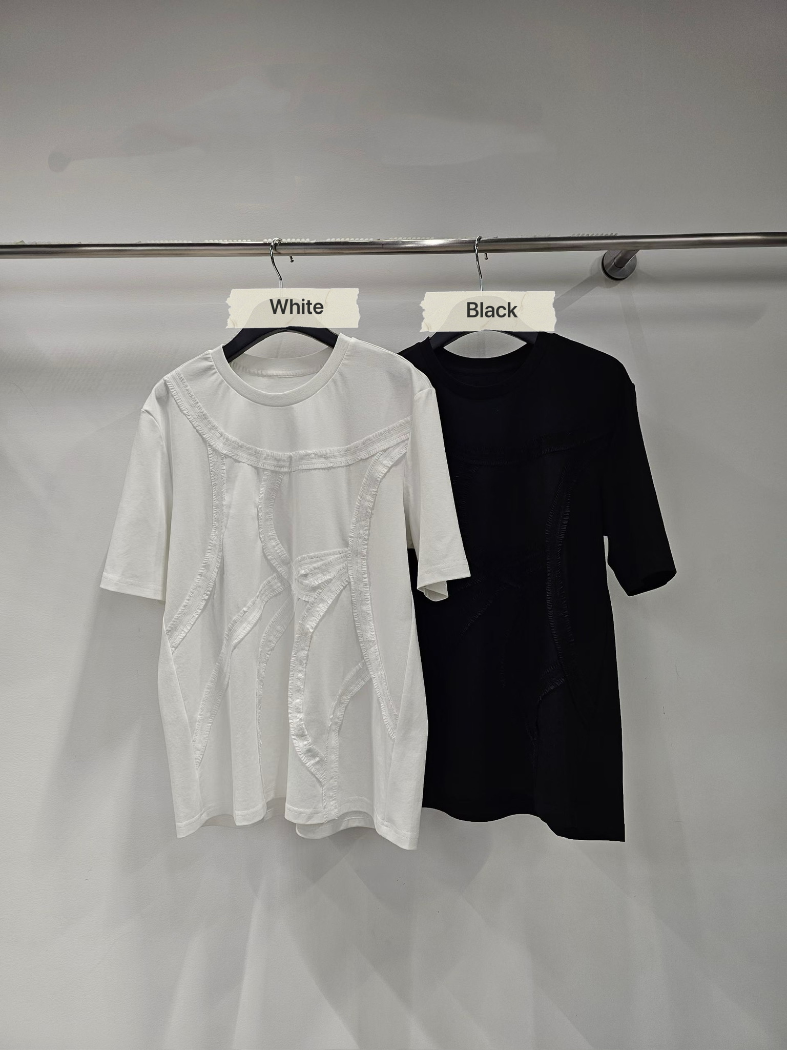 YY11 / ABSTRACT RAW-EDGE PATCHWORK TEE