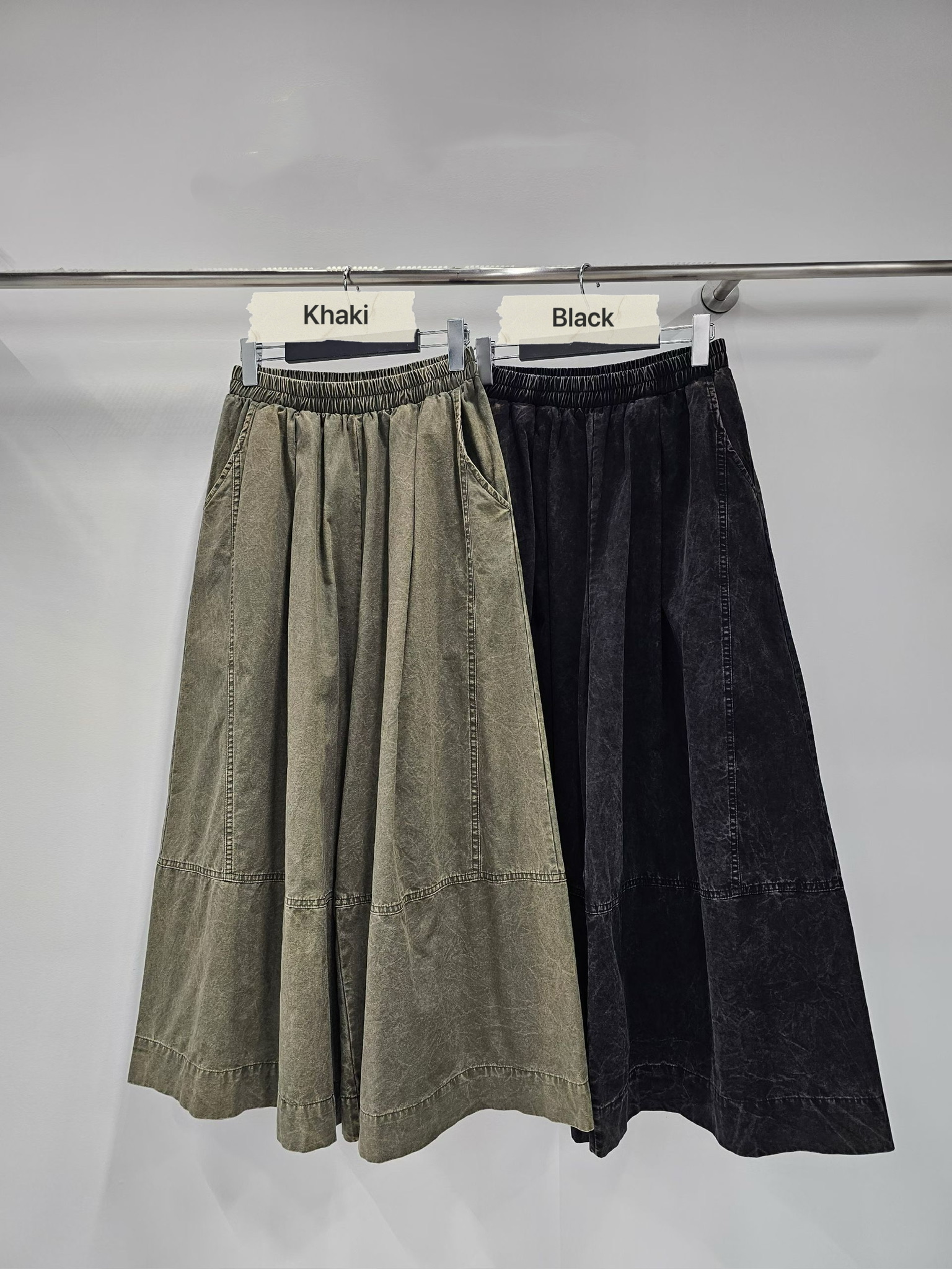YY17 / PIGMENT WASHED WIDE-LEG TROUSERS