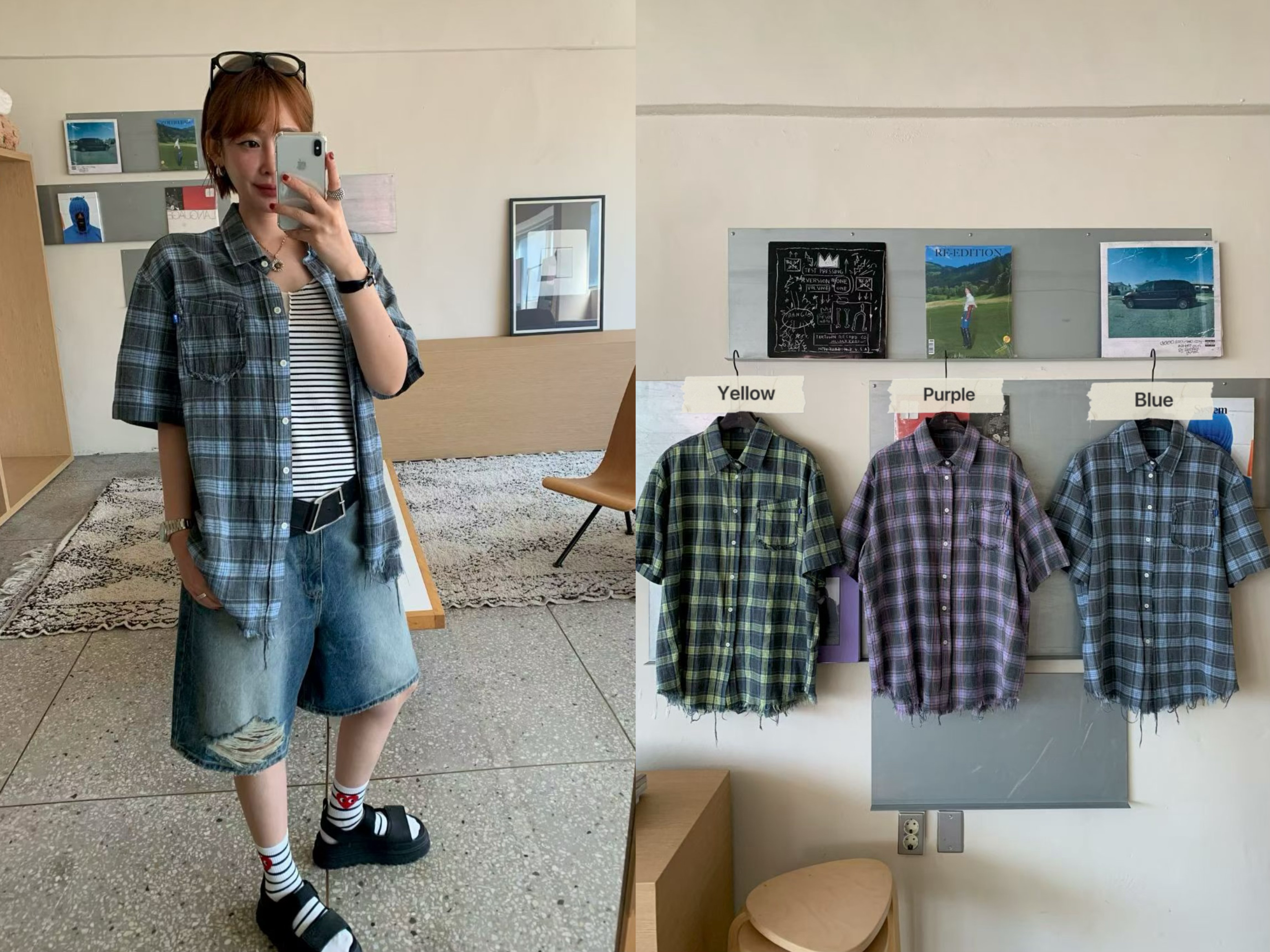 KS18/BUTTON DOWN CHECKERED SHIRT 