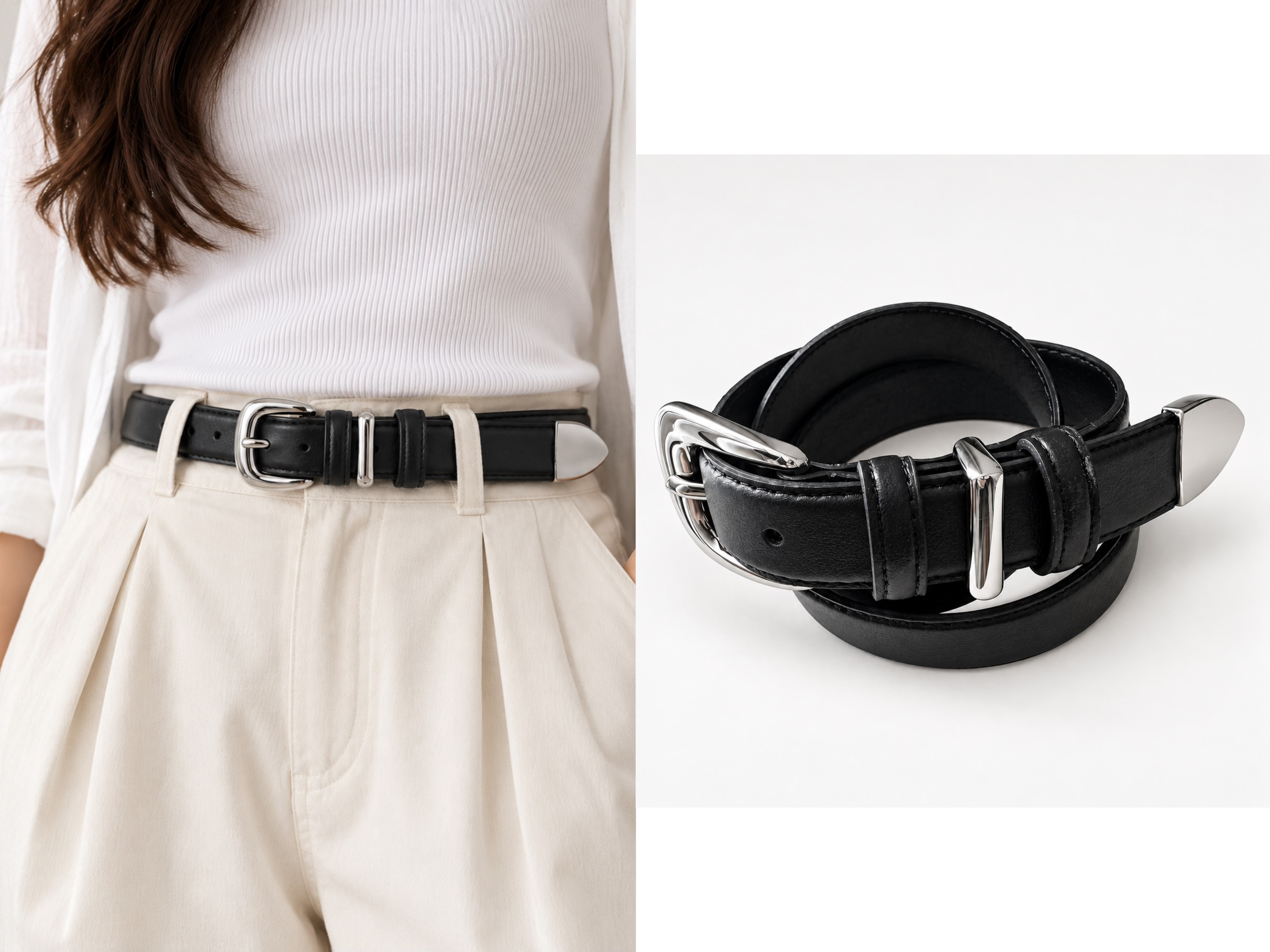 OM30/DOUBLE BELT LOOPS CALF LEATHER BELT 