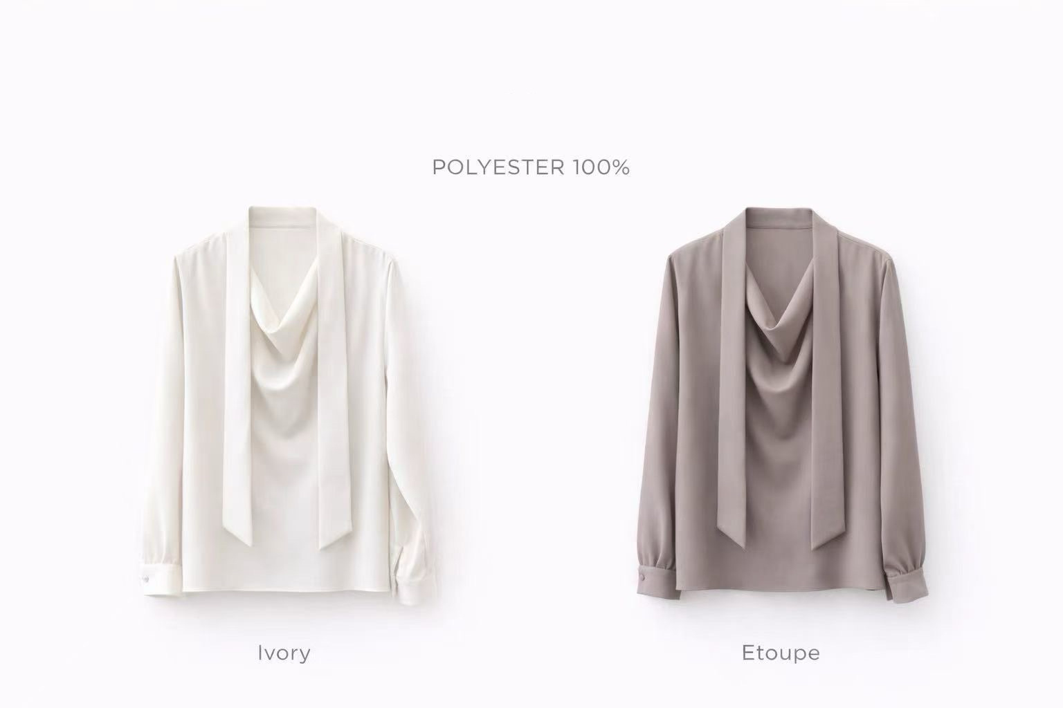ME07 / Drapey Neckline Long Sleeves Blouse