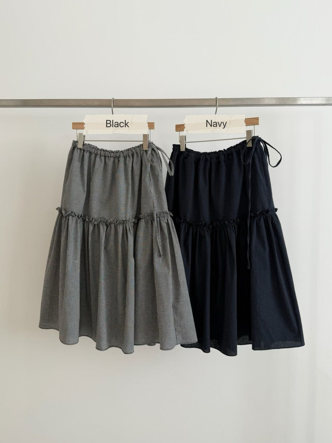 TS08 / BANDED WAIST CHECKERED SKIRT