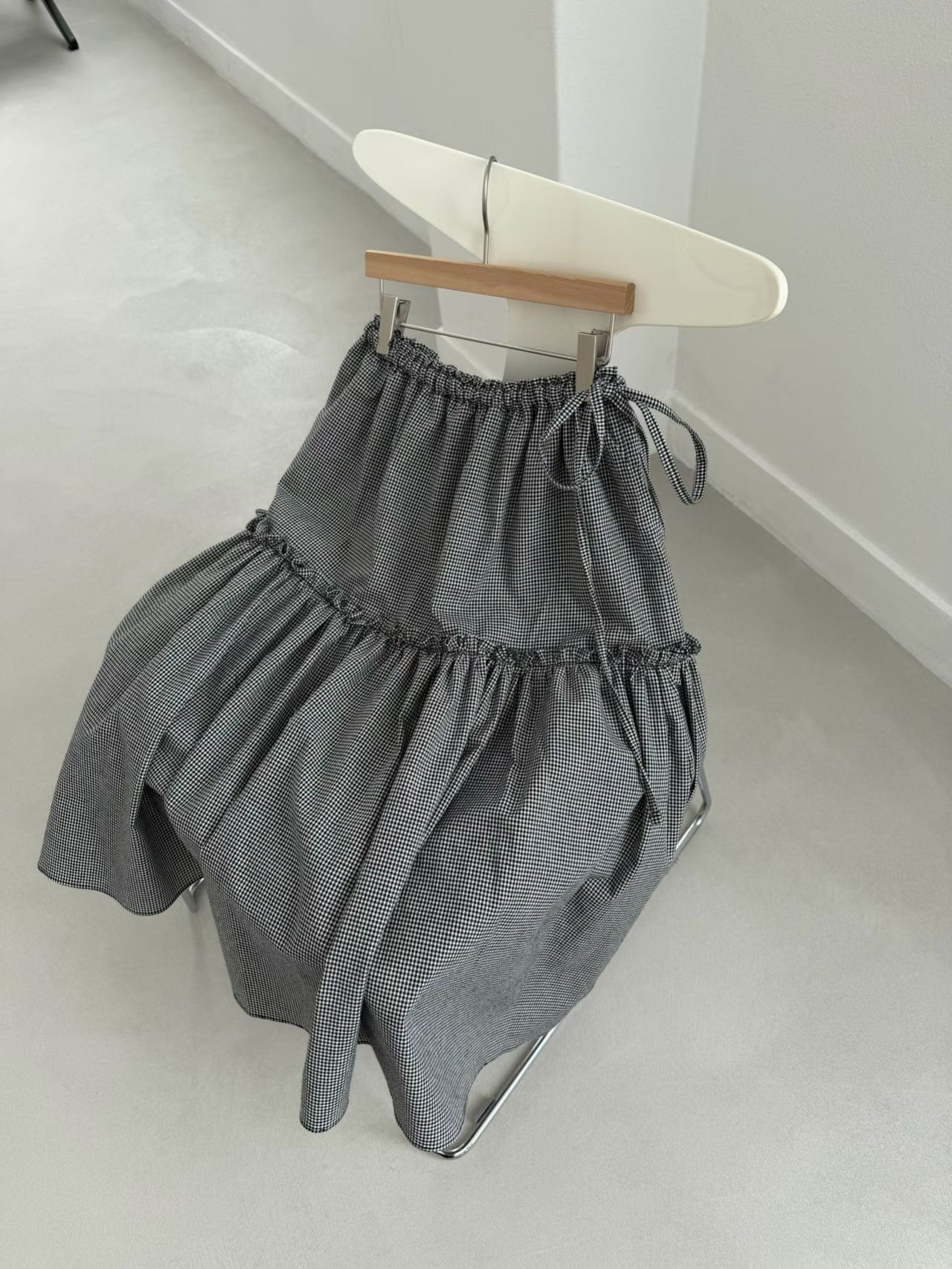 TS08 / BANDED WAIST CHECKERED SKIRT