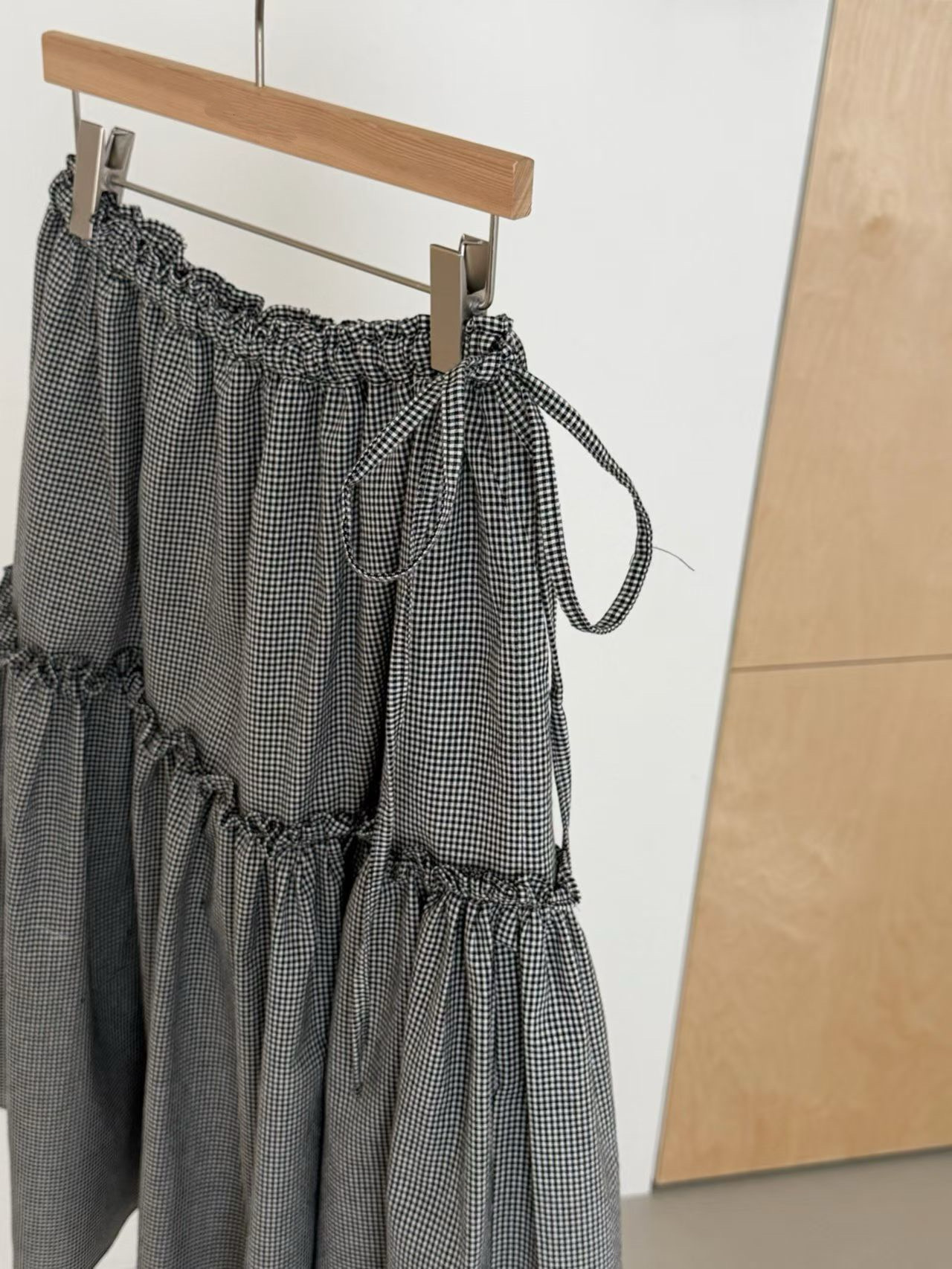 TS08 / BANDED WAIST CHECKERED SKIRT