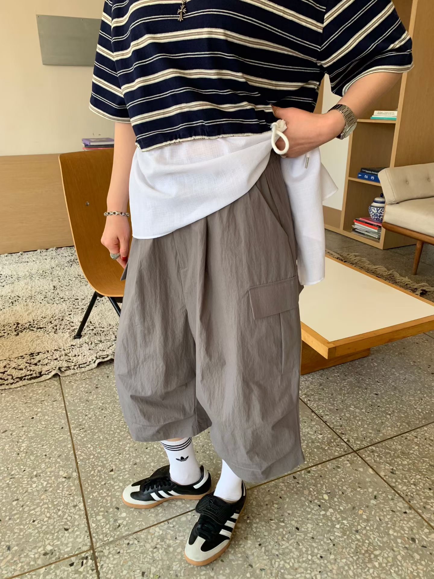 KS04 / RELAXED BALLOON FIT CARGO TROUSERS