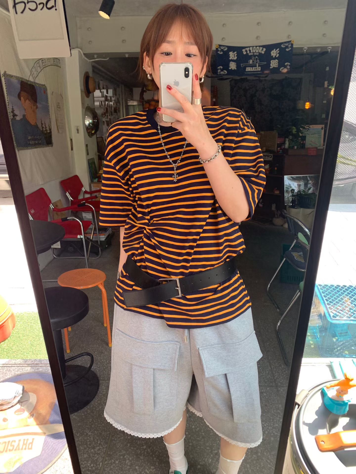 KS08 / TWISTED KNOT DETAIL STRIPE TEE