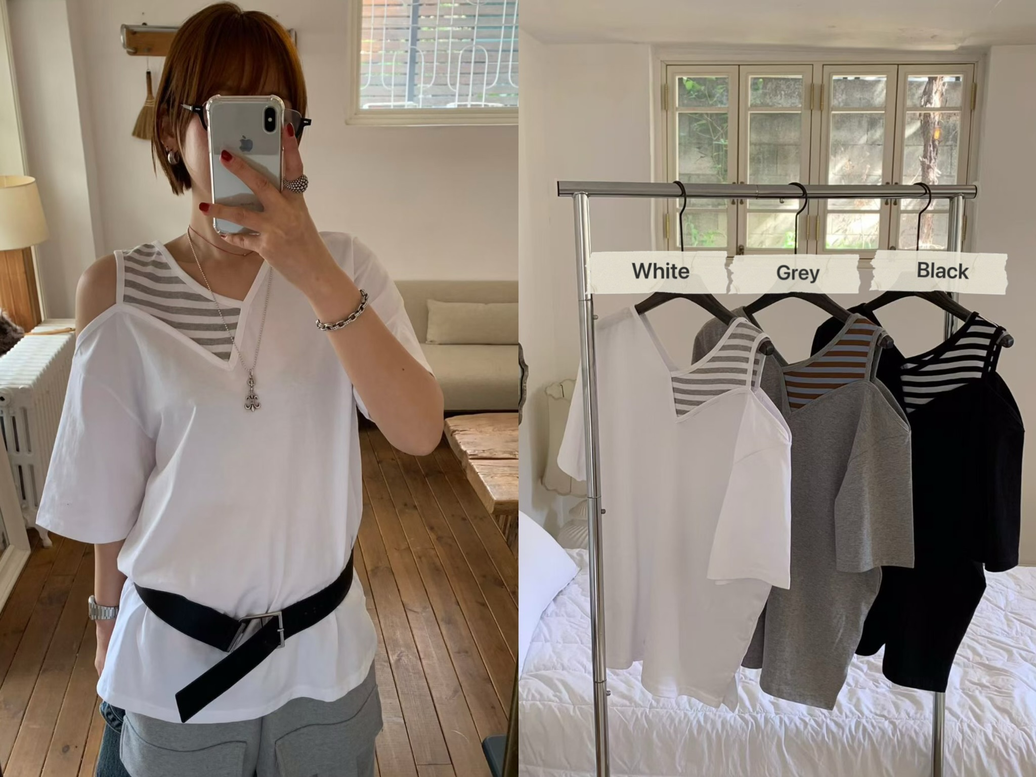 KS11 / COLD SHOULDER SHORT SLEEVES TEE