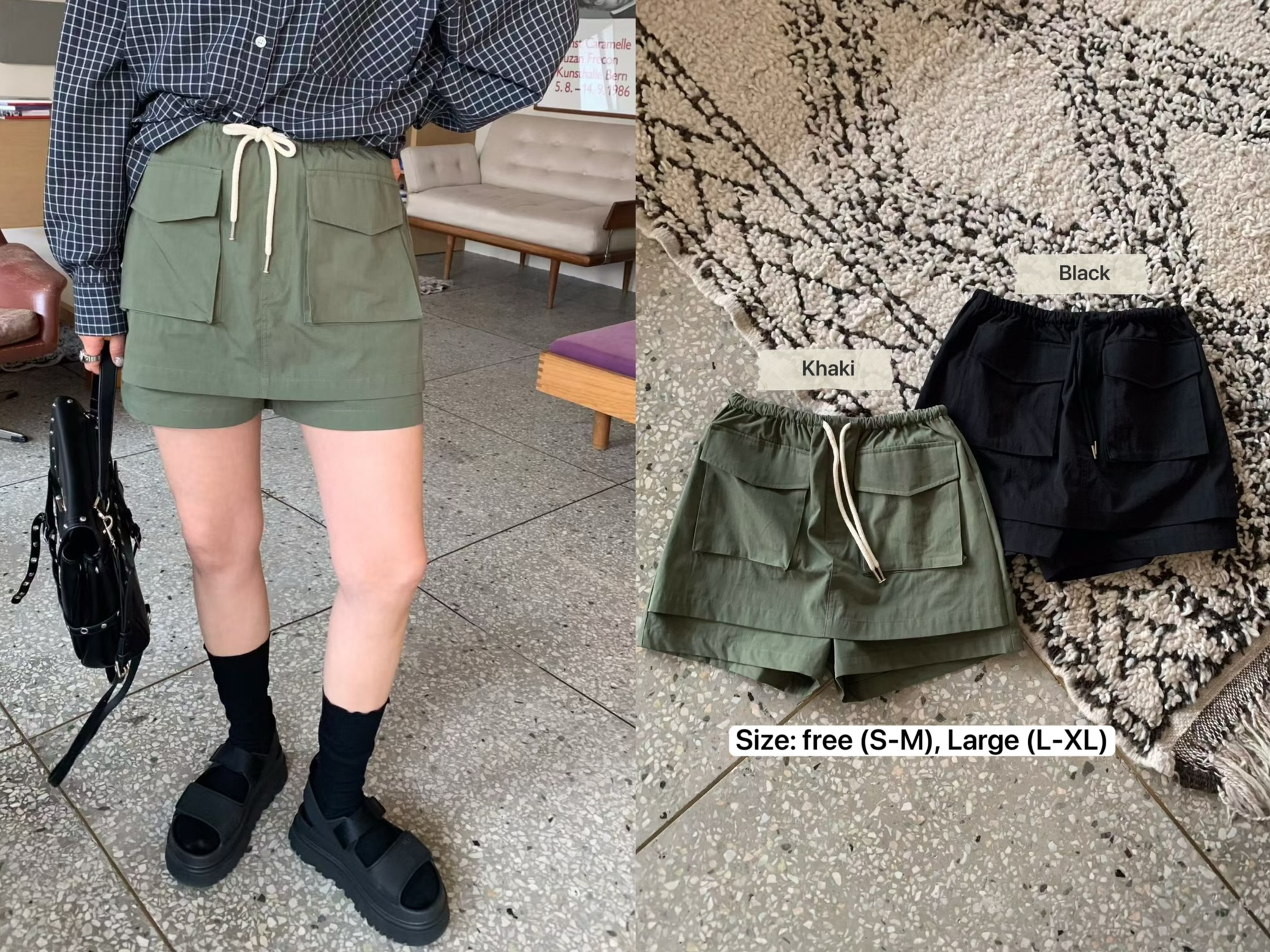 KS12 / BANDED WAIST CARGO SKORTS