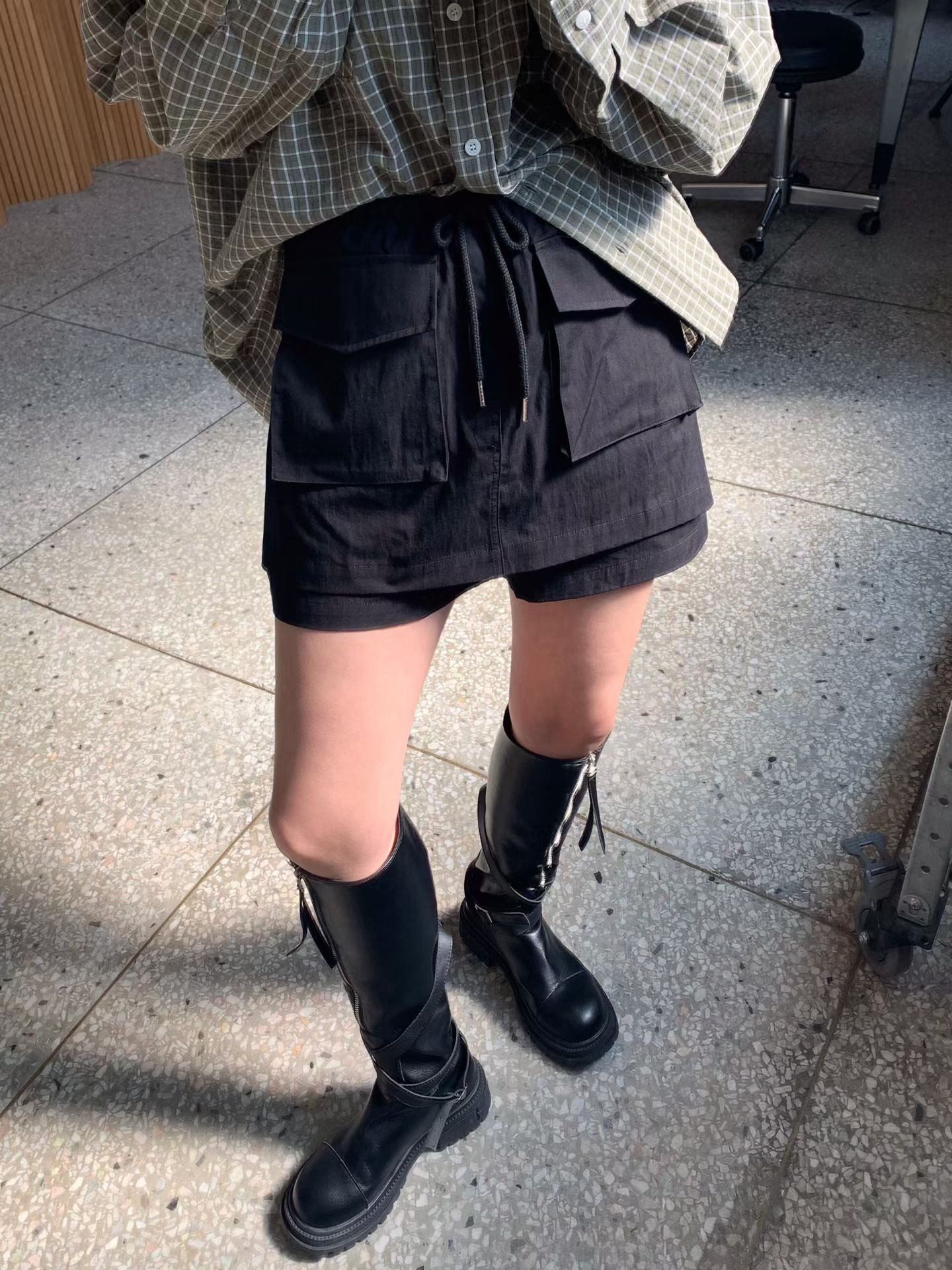 KS12 / BANDED WAIST CARGO SKORTS