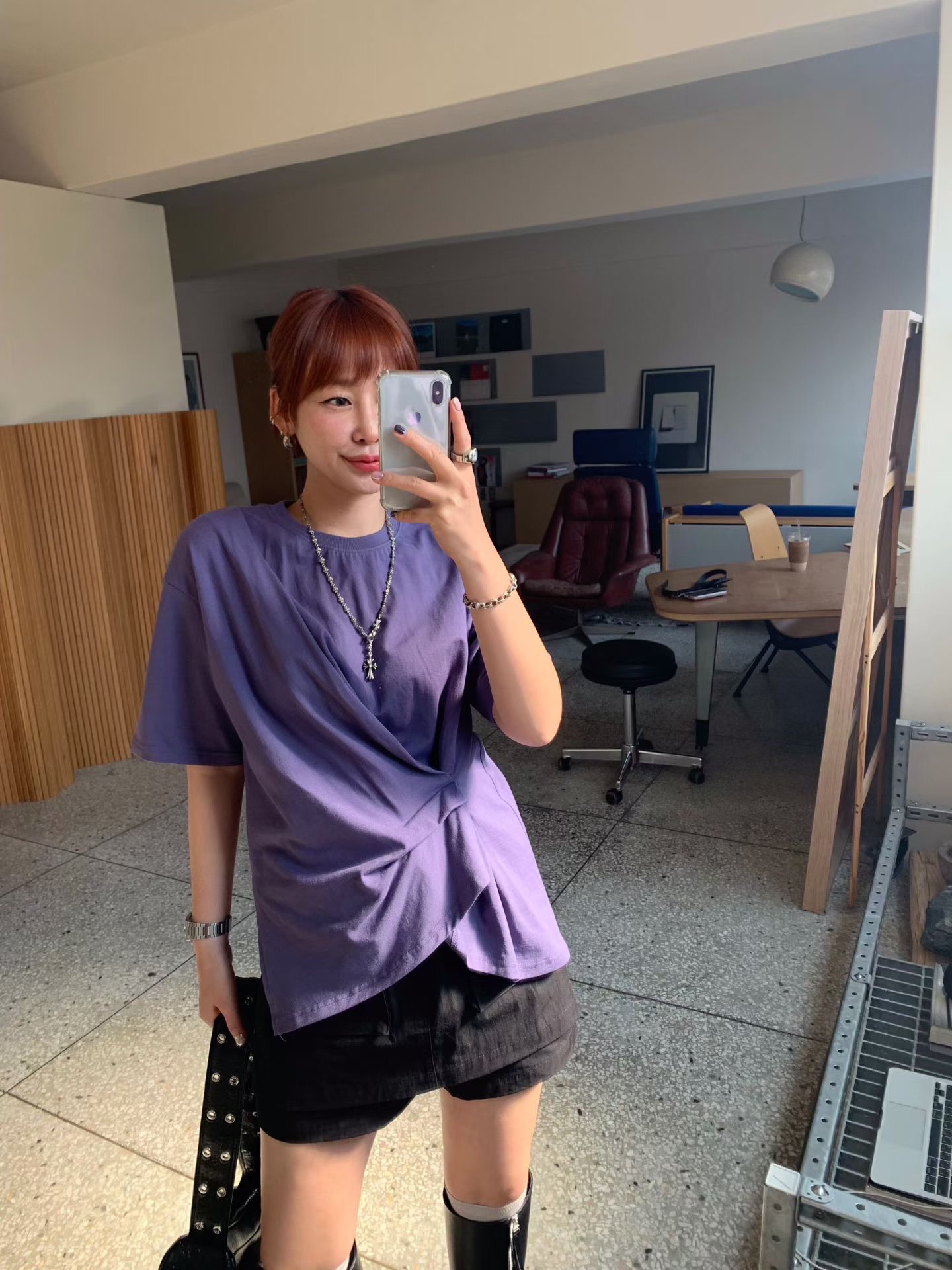 KS14 / DARTED SIDE DETAILS LOOSE FIT TEE