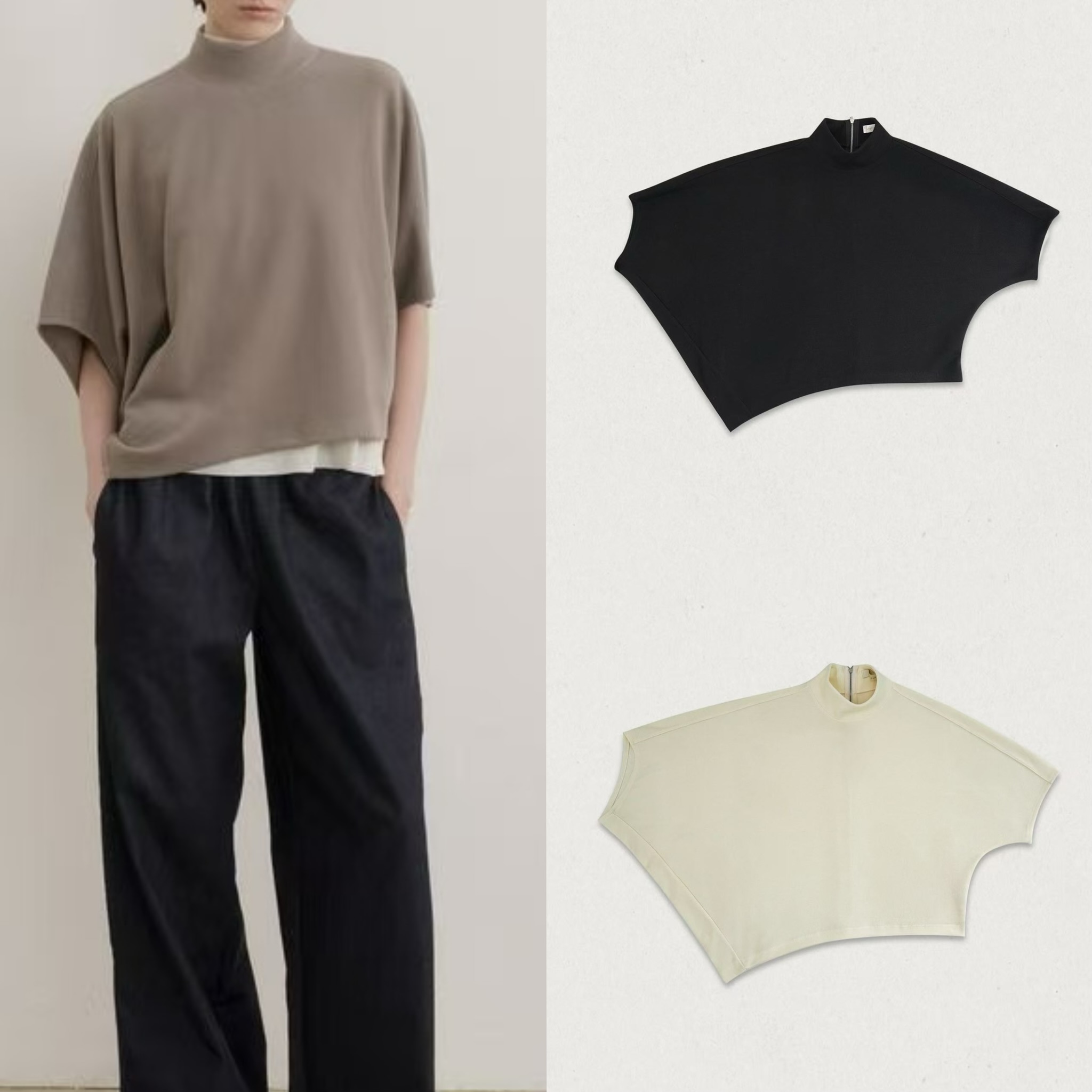 4301 / HIGH NECK ZIP DETAIL TOP