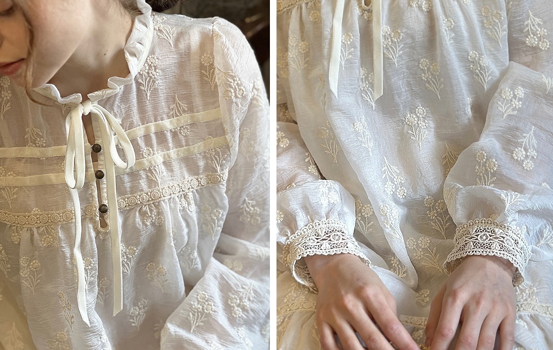 KB06 / Front Tie Victorian Lace Loose Fit Dress