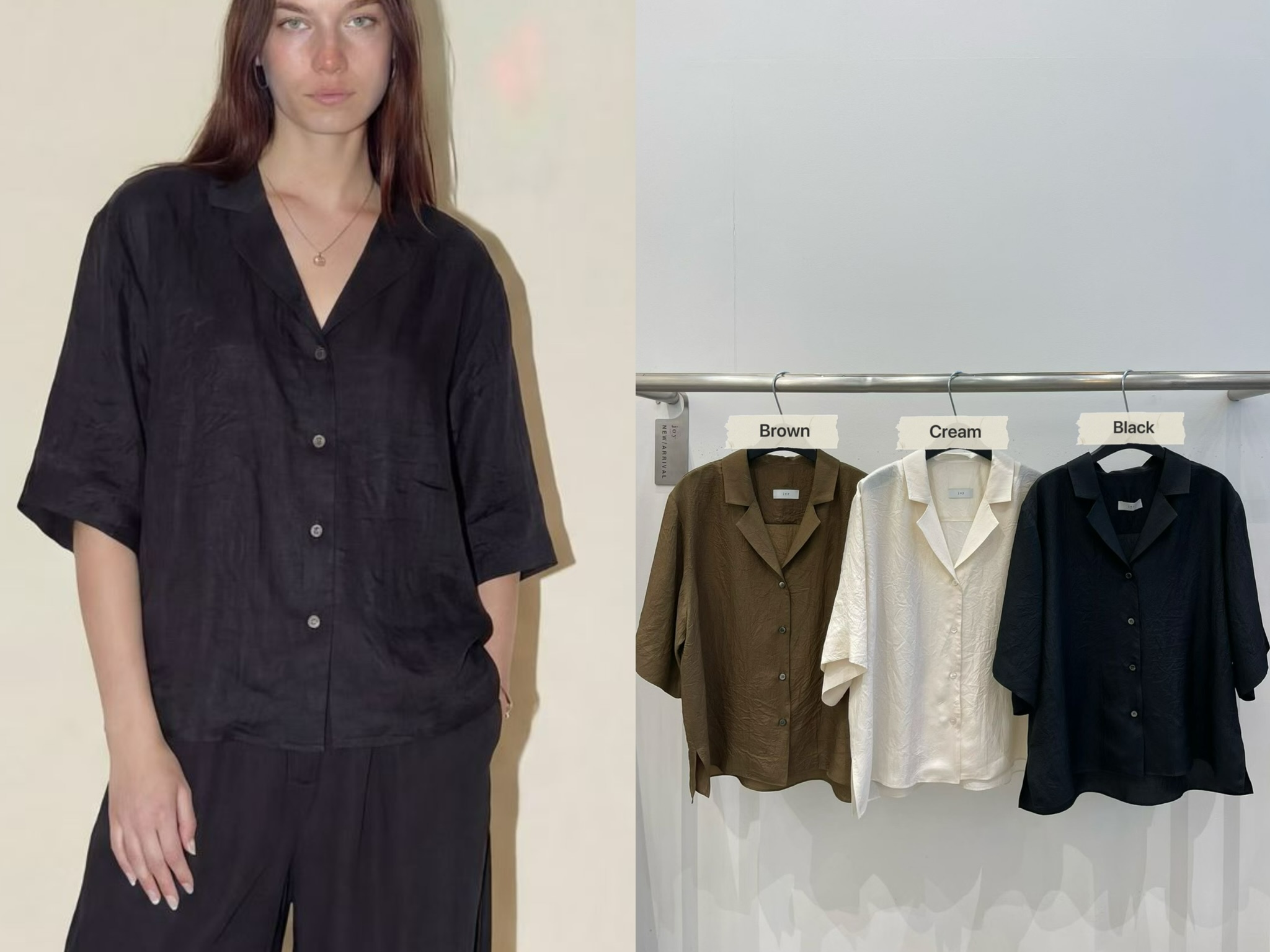JY19 / ACETATE REVERE COLLAR SOFT SHIRT