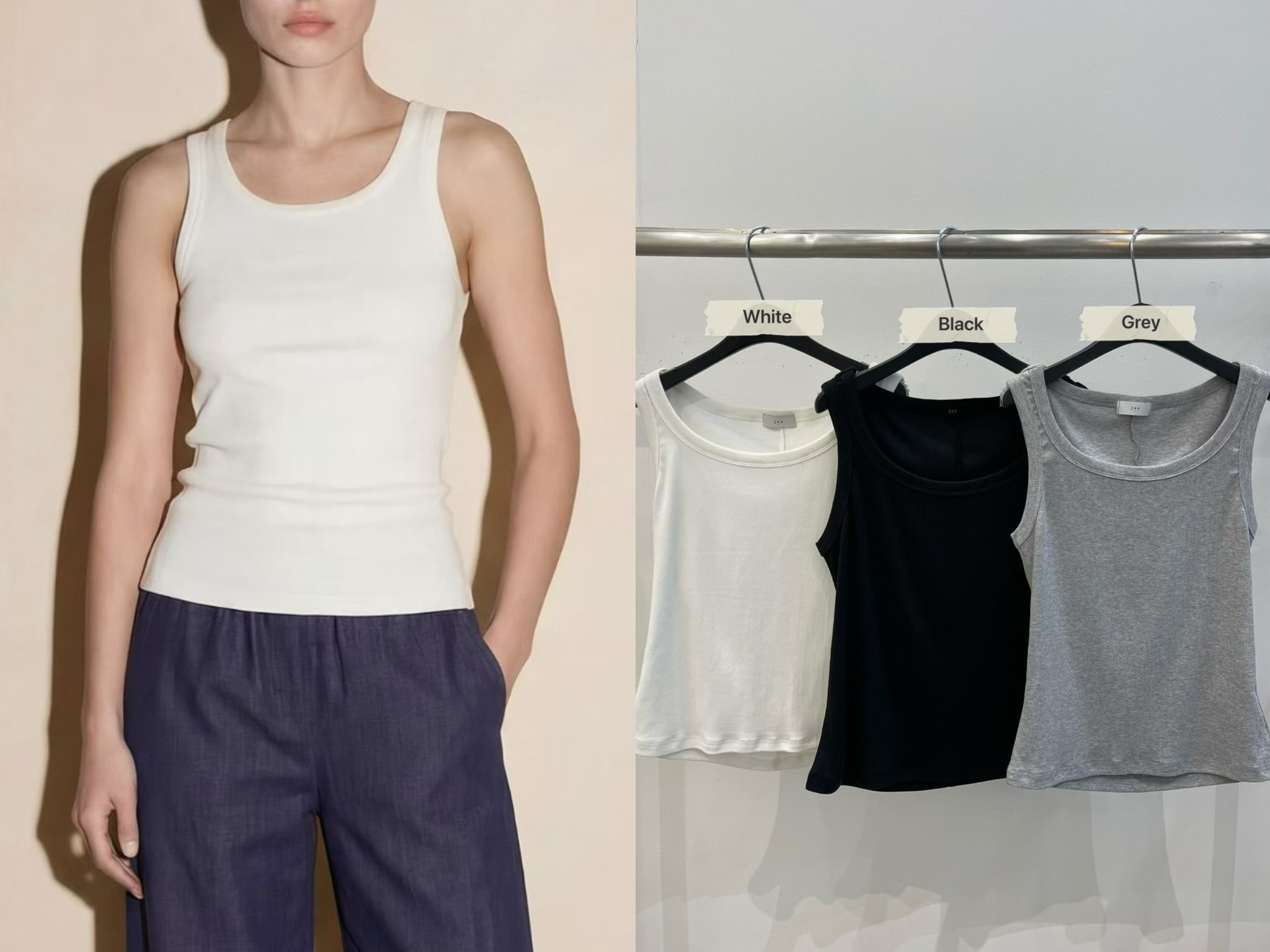 JY26 / ROUND NECKLINE COTTON TANK TOP