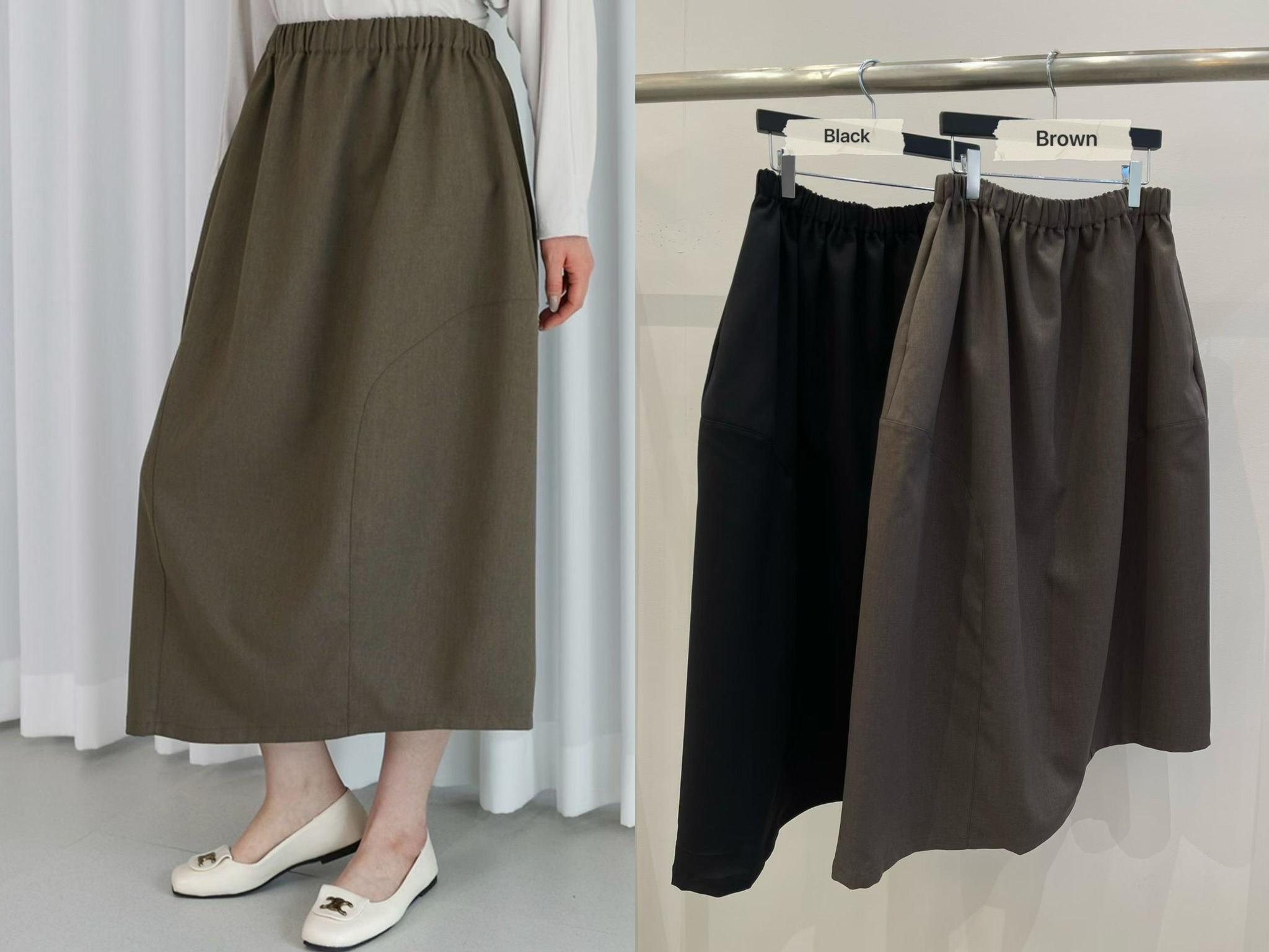 JY21 / BANDED WAIST ASYMMETRICAL POCKET SKIRT