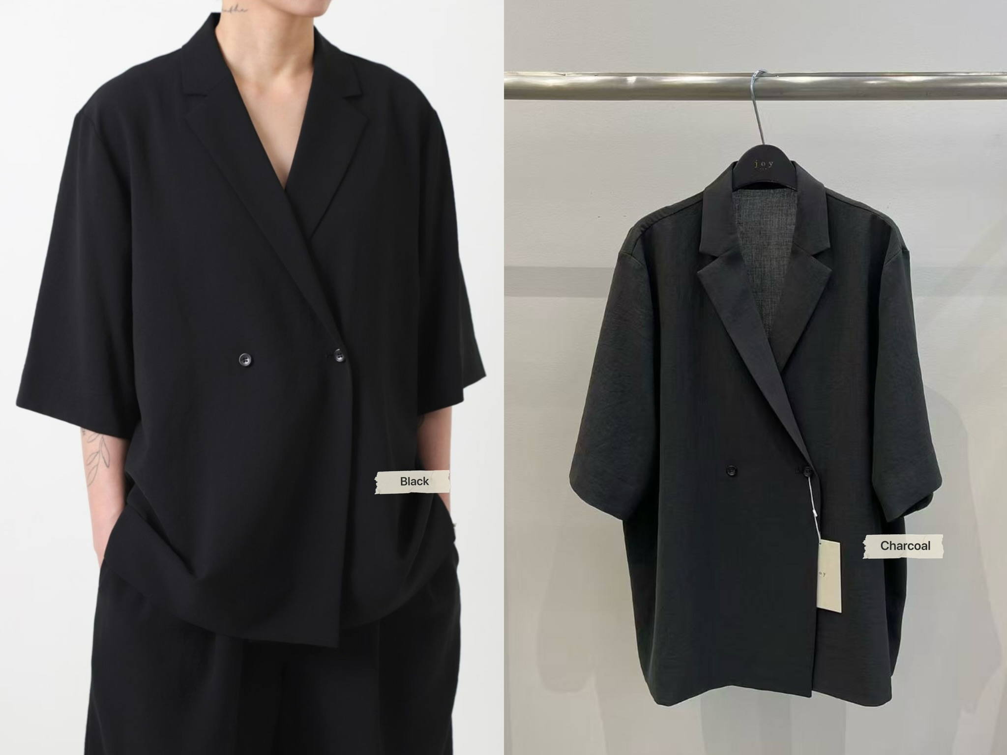 JY23 / DOUBLE BREASTED SHORT SLEEVES LIGHT BLAZER