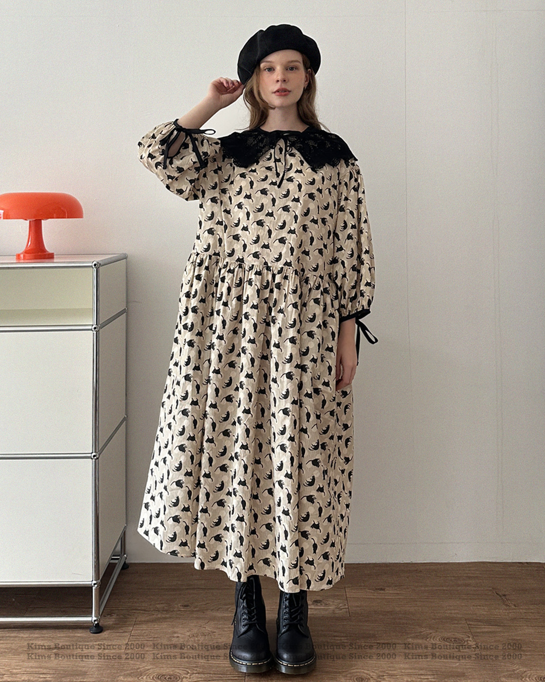 KB04 / Cats Printed Oversized Dress