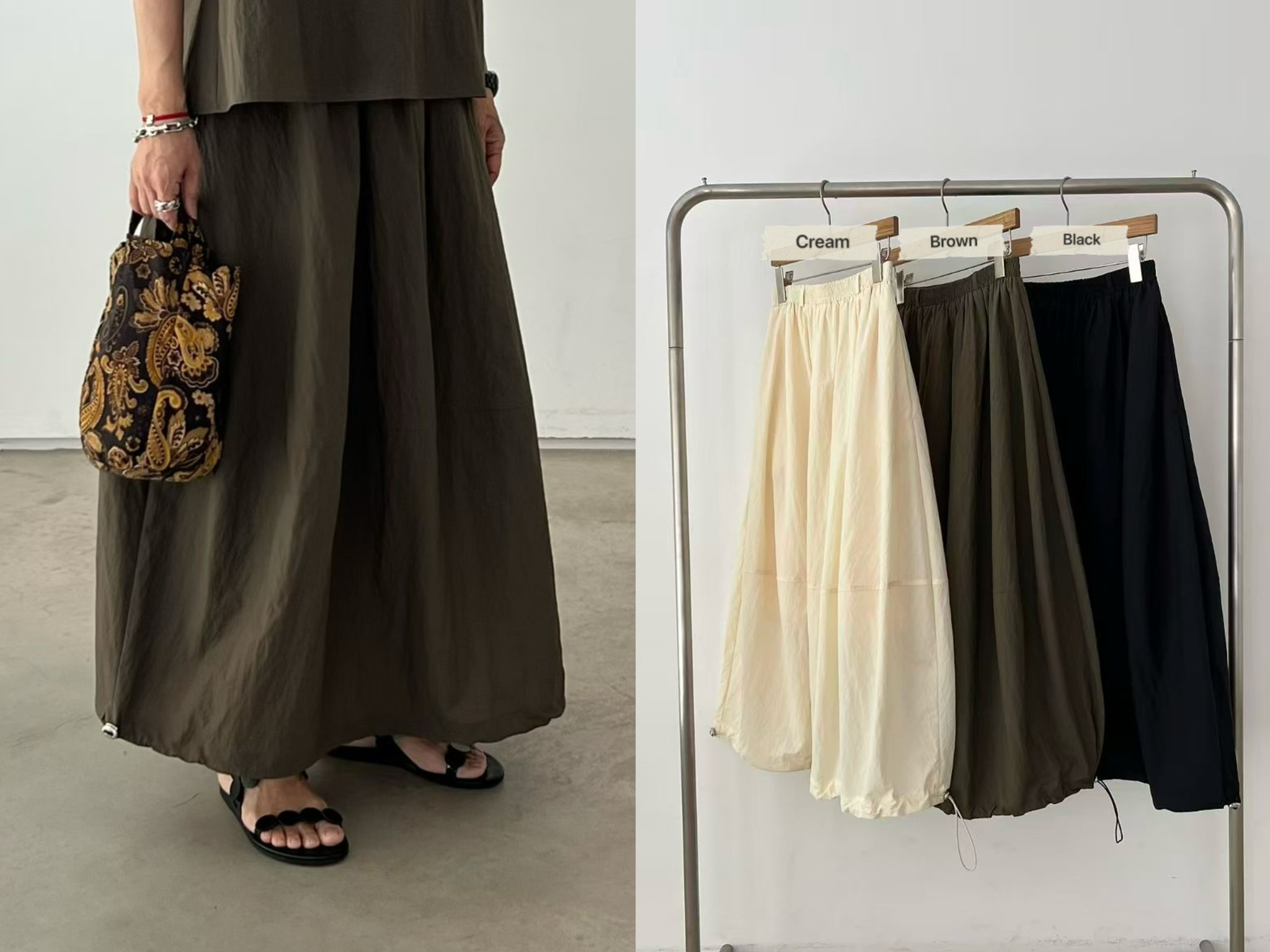 VN20 / TOGGLE HEM POCKET BALLOON SKIRT