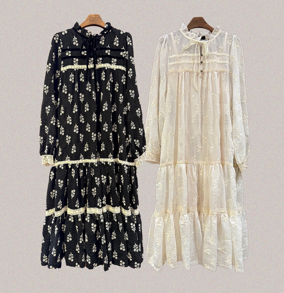 KB06 / Front Tie Victorian Lace Loose Fit Dress