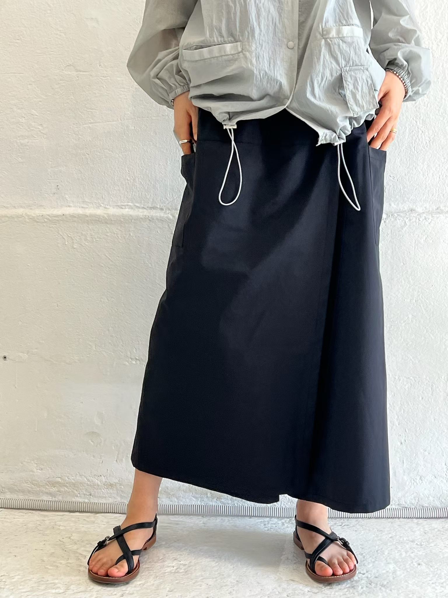 ER04 / BANDED WAIST POCKET SKIRT PANTS