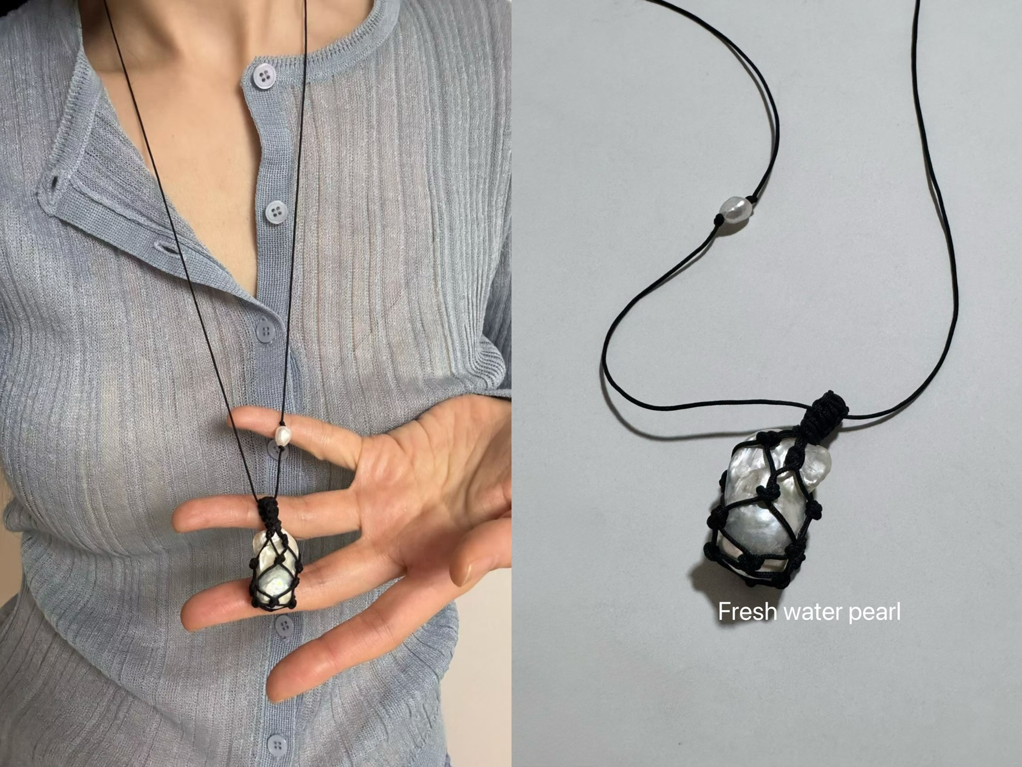 DK31 / FRESH WATER PEARL PENDANT LONG NECKLACE
