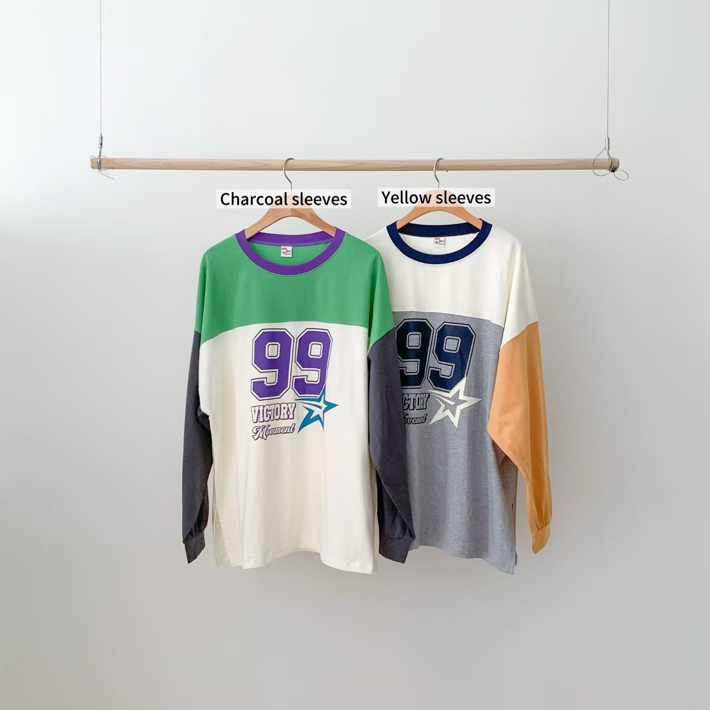 660826 / COLOR BLOCK "99" LONG SLEEVES TOP