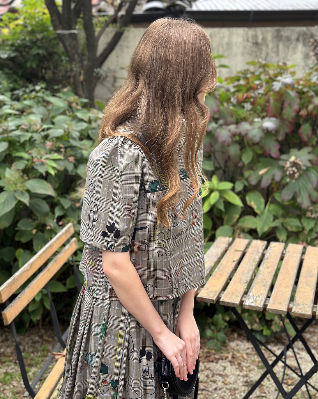 KB12 / Cute Drawstring Plaid Top