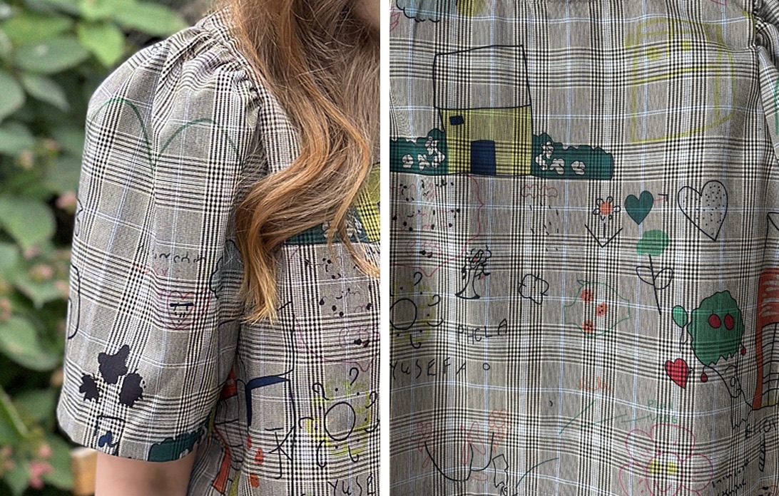 KB12 / Cute Drawstring Plaid Top