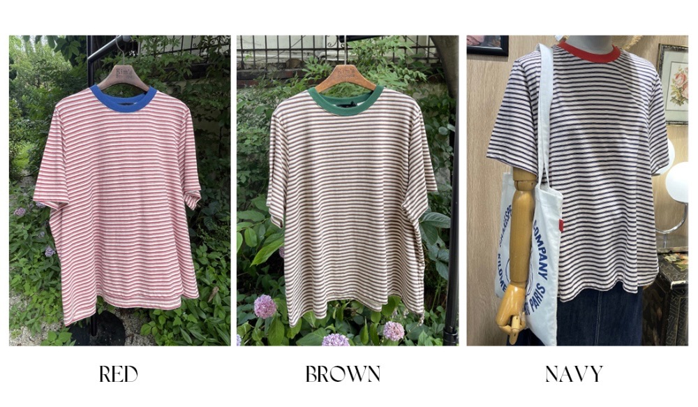 KB15 / Contrast Neckline Stripe Tee