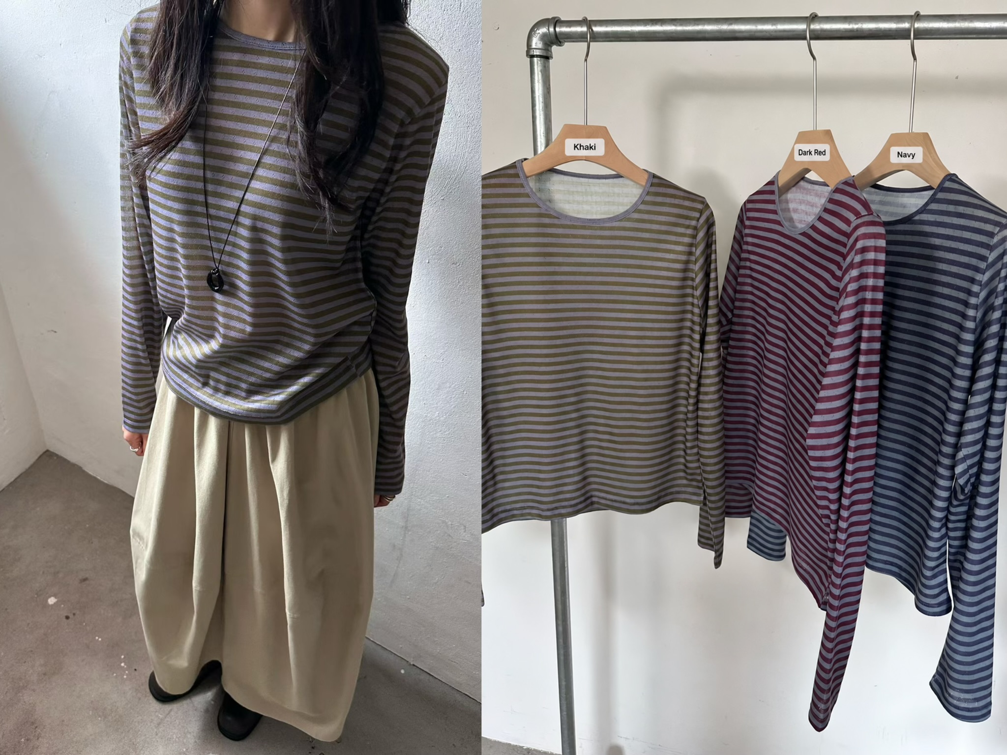 ER11 / CONTRAST STRIPE LONG SLEEVES TOP