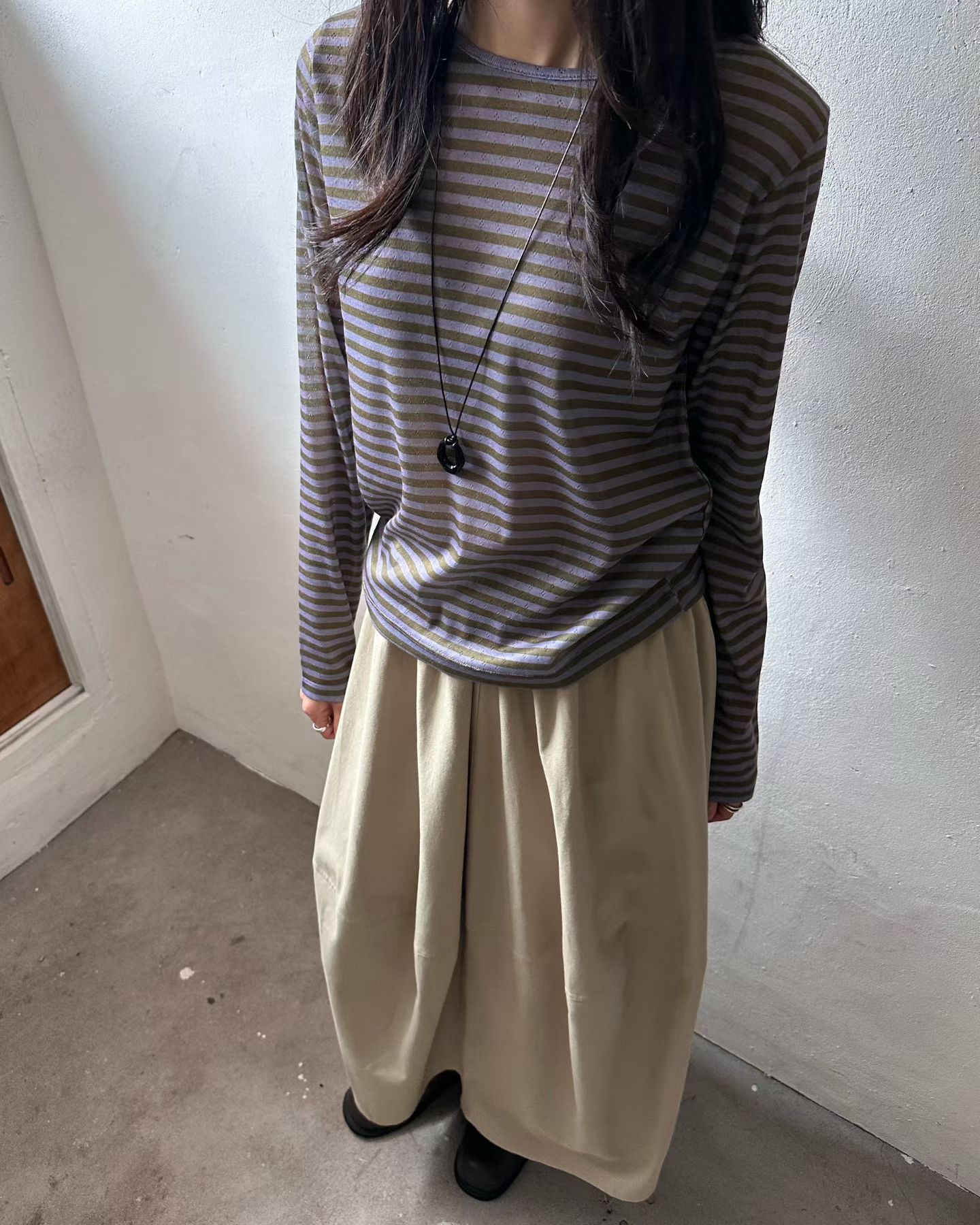 ER11 / CONTRAST STRIPE LONG SLEEVES TOP
