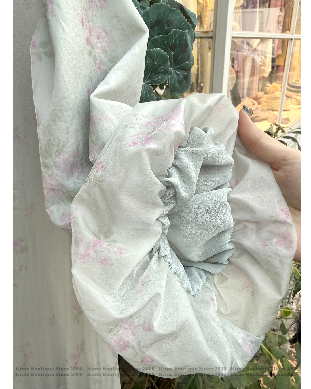 KB03 / Drop Waist Puff Sleeves Floral Dress