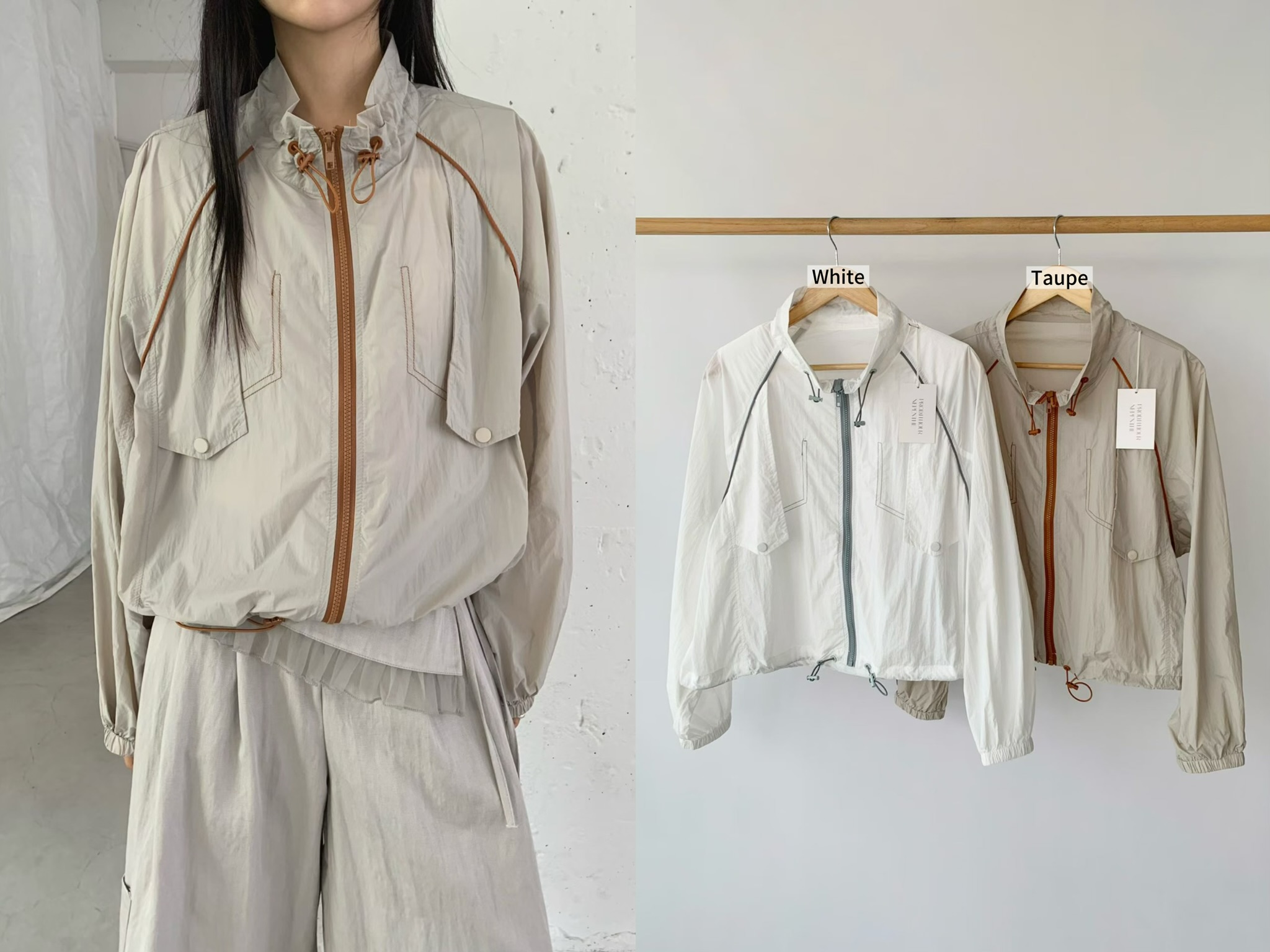 1150826 / CONTRAST ZIPPER LIGHT JACKET