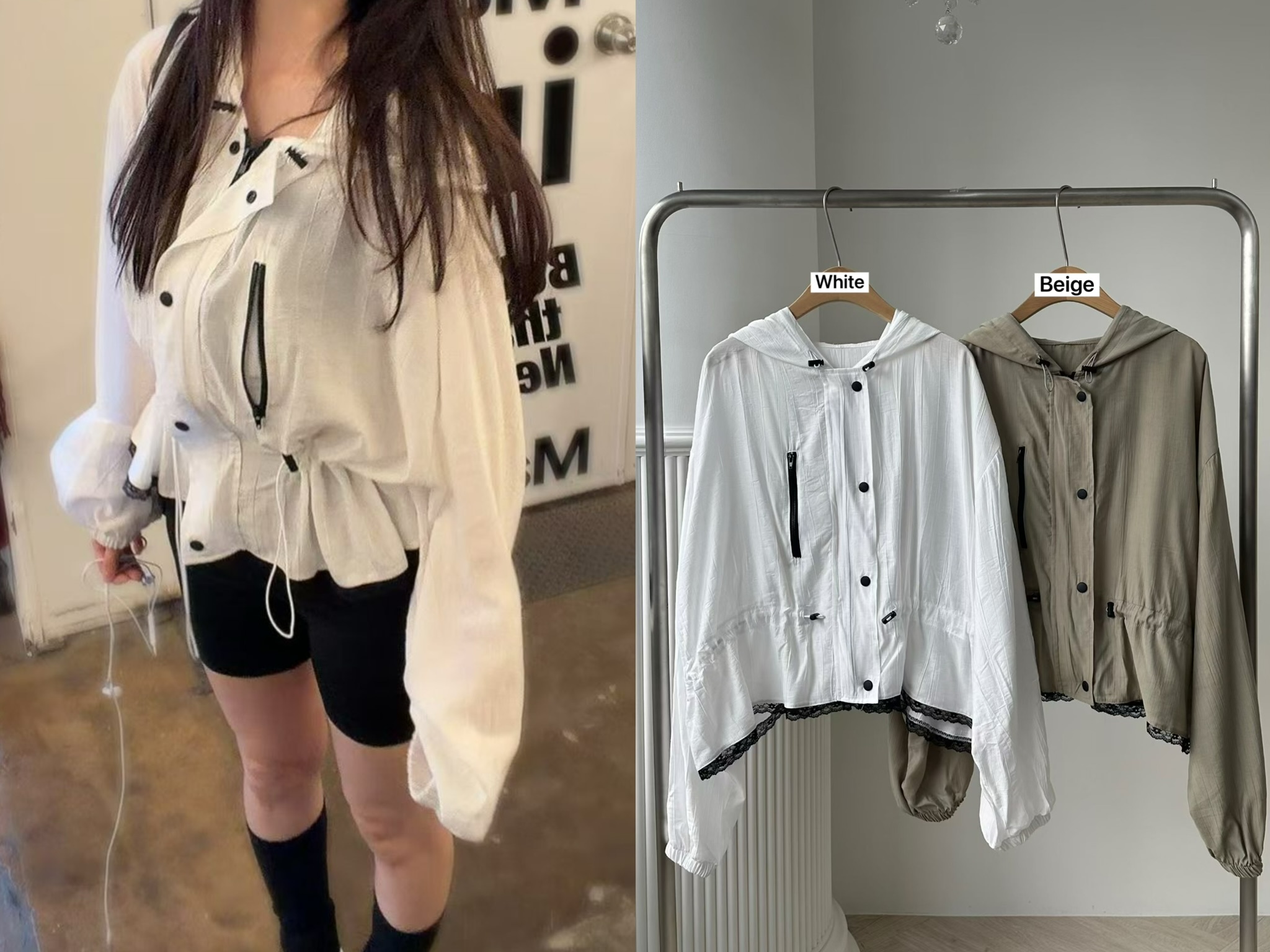 ER17 / LACE HEM HOODED OUTER WEAR