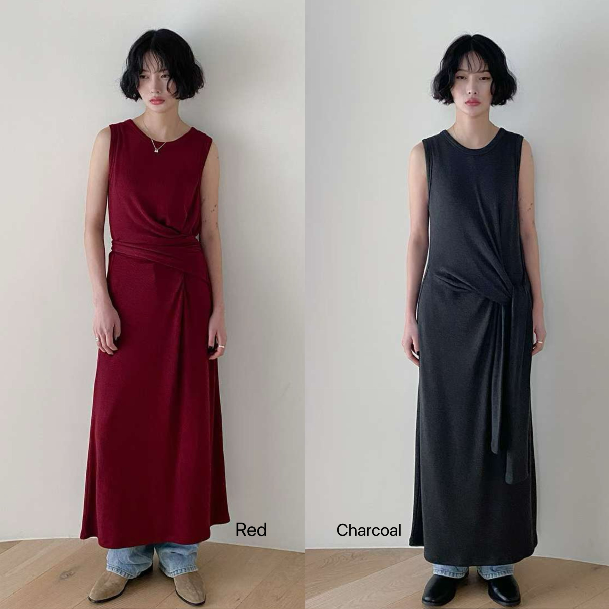 TS15 / TIE-WRAP AROUND SLEEVELESS DRESS