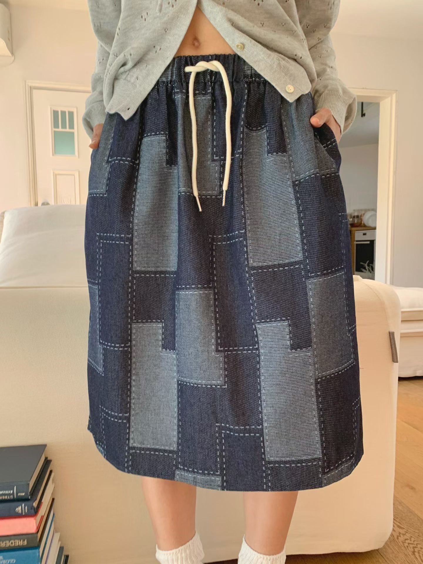 ER25 / ELASTIC WAISTBAND PATCHWORK SKIRT