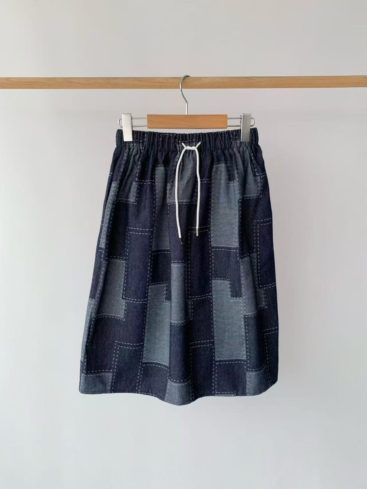 ER25 / ELASTIC WAISTBAND PATCHWORK SKIRT