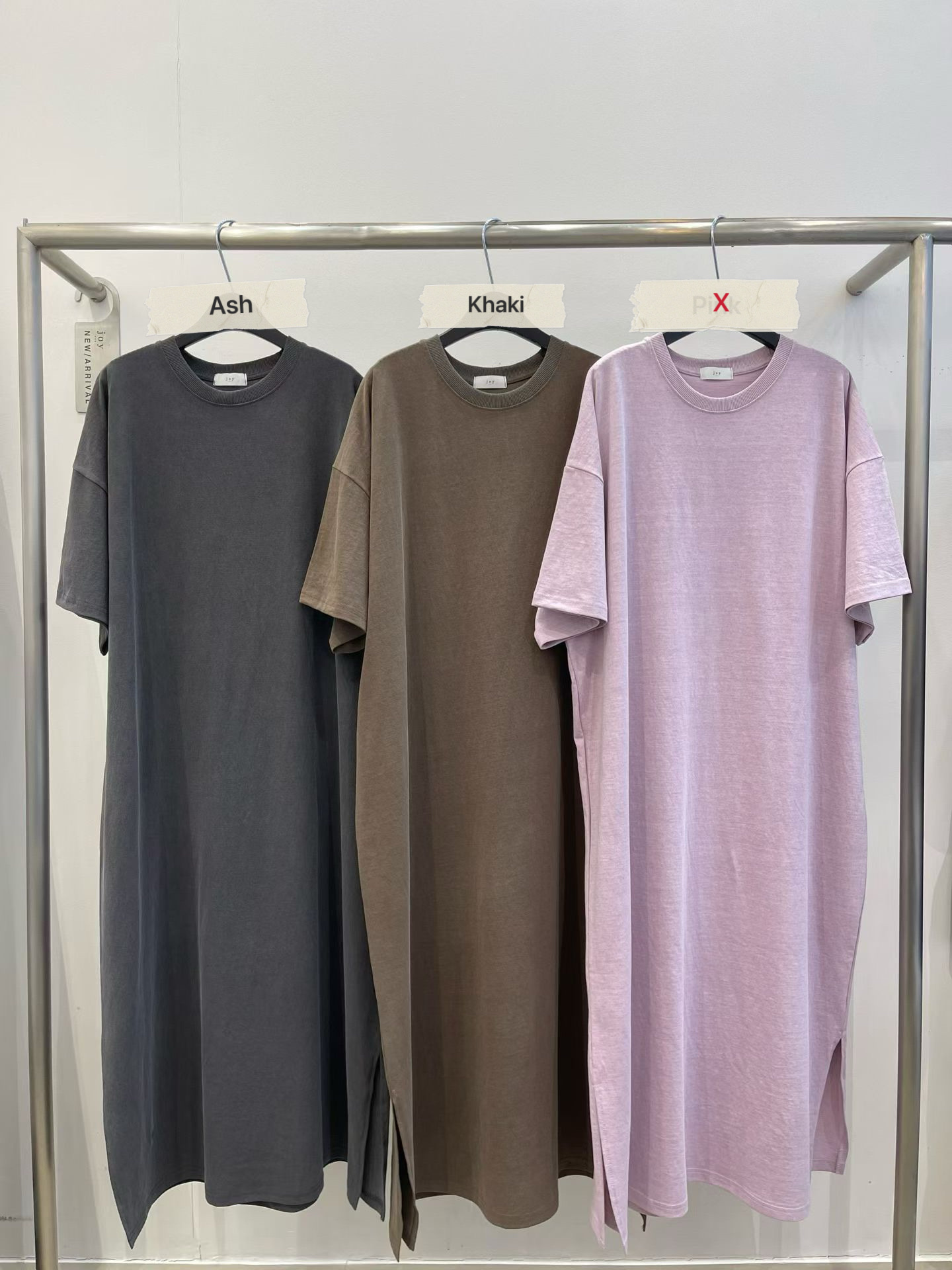 JY27 / SIDE SLIT COTTON T-SHIRT DRESS