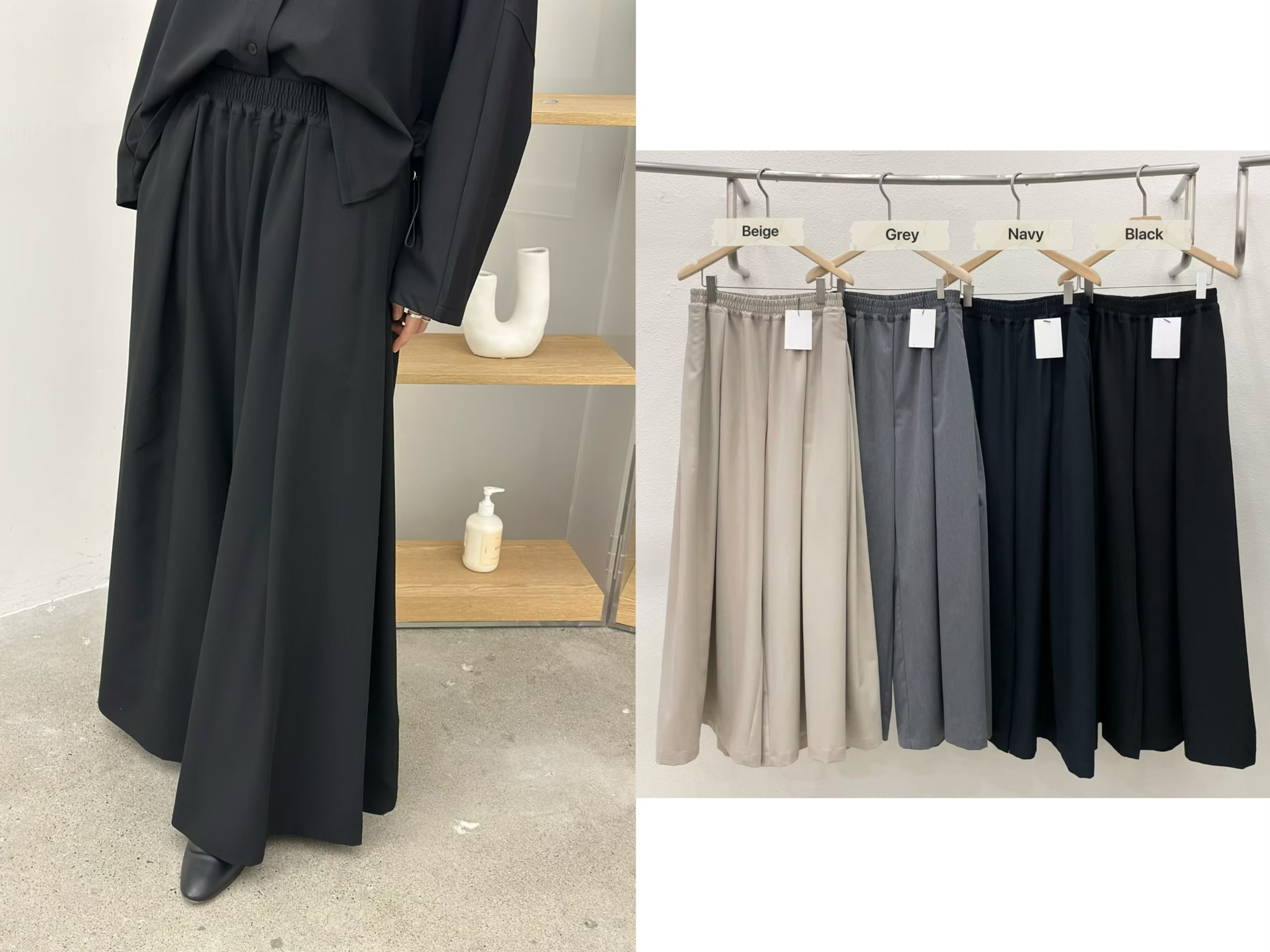 LE04 / BANDED WAIST PINTUCK CULOTTES