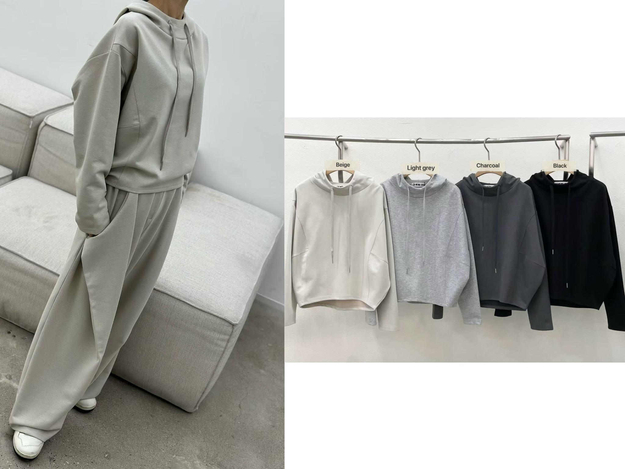 LE07 / IRREGULAR HEM HOODED PULLOVER