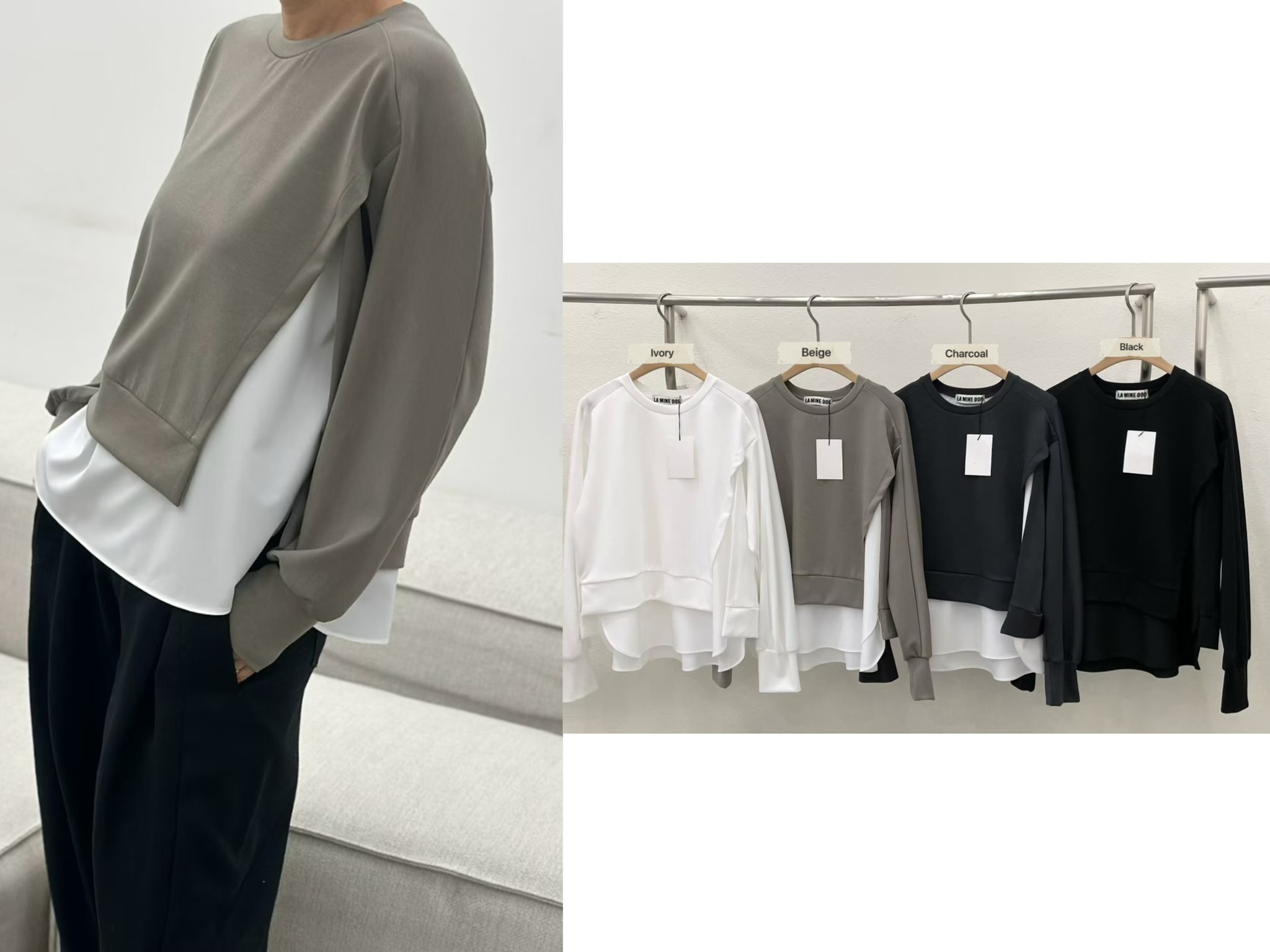 LE13 / BI-FABRIC LONG SLEEVES PULLOVER