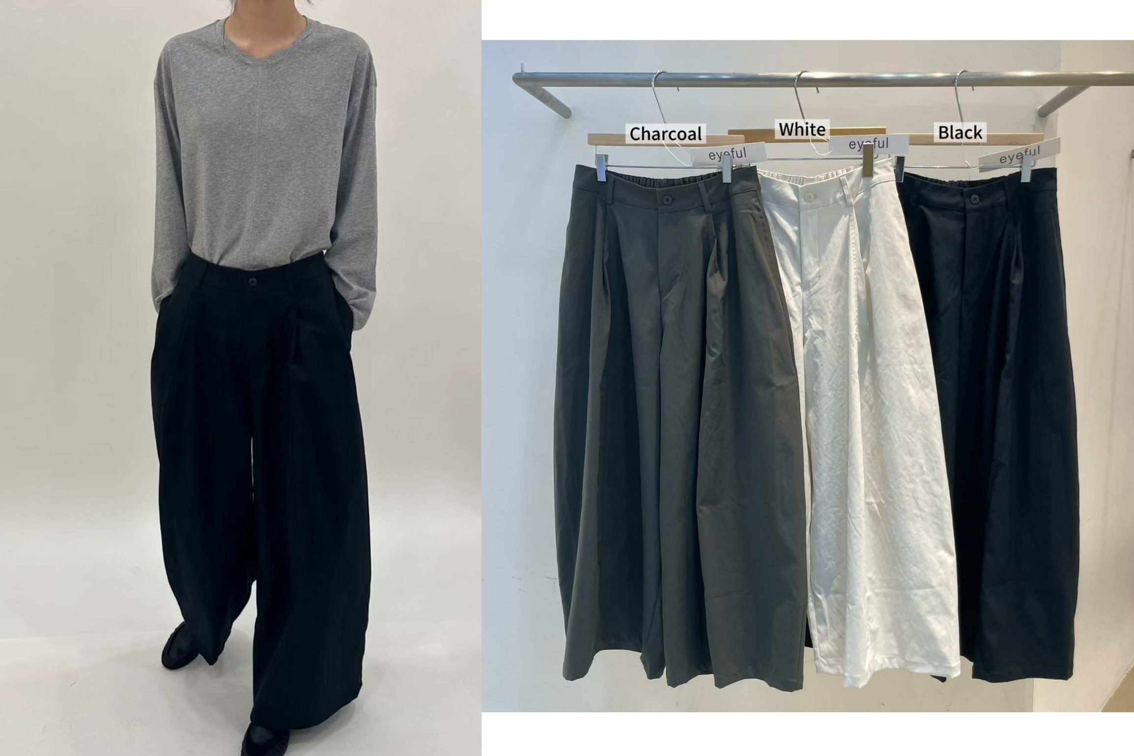 EY16 / ELASTIC WAISTBAND POCKET BAGGY PANTS