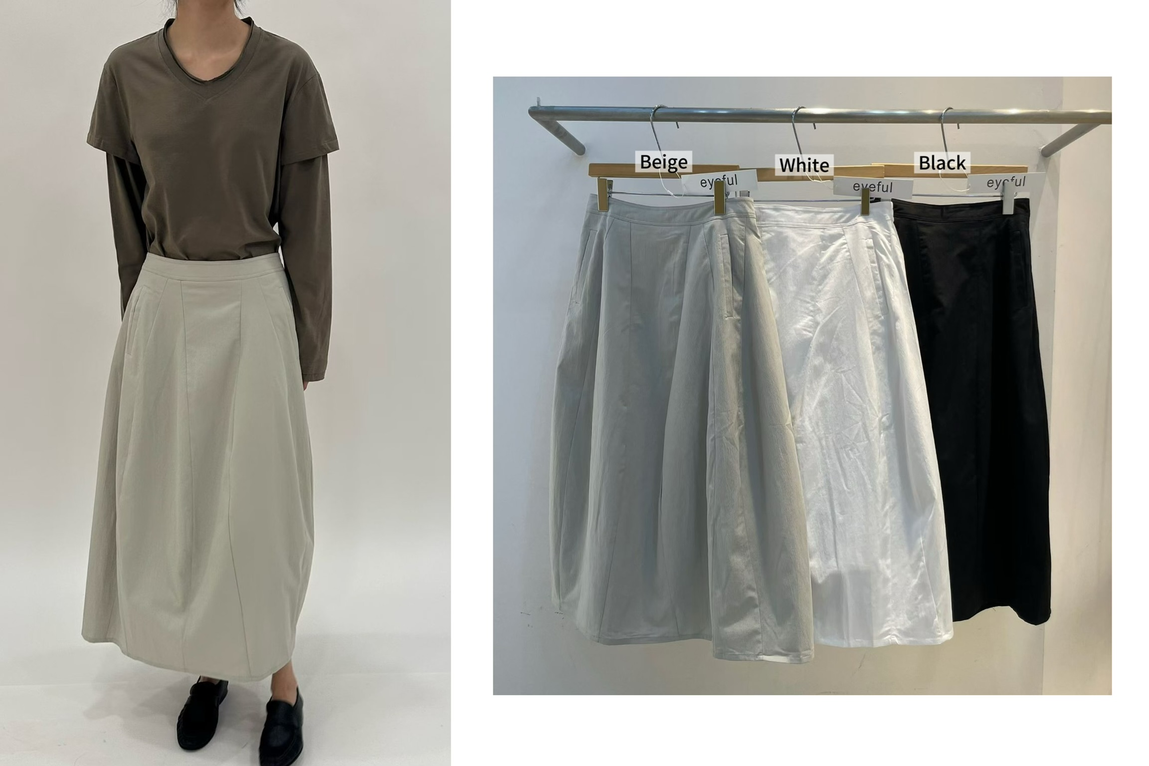 EY18 / ELASTIC WAISTBAND POCKET MIDI SKIRT