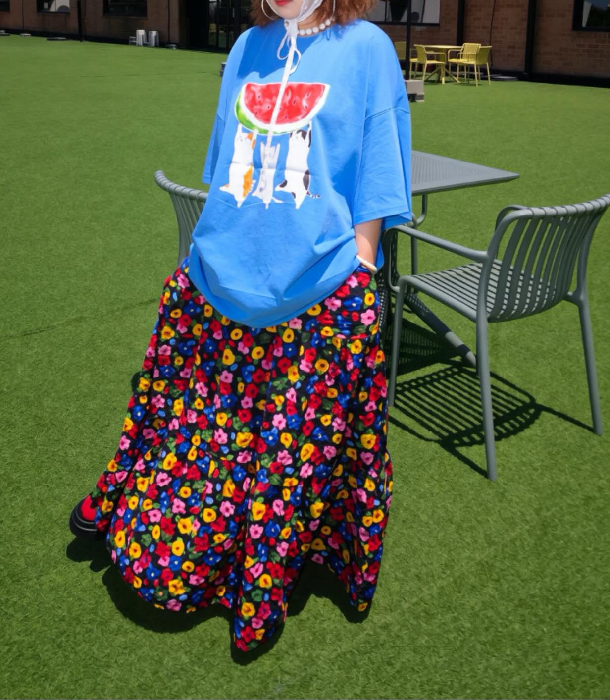 CD25/WATER MELON AND CATS OVERSIZE TEE 