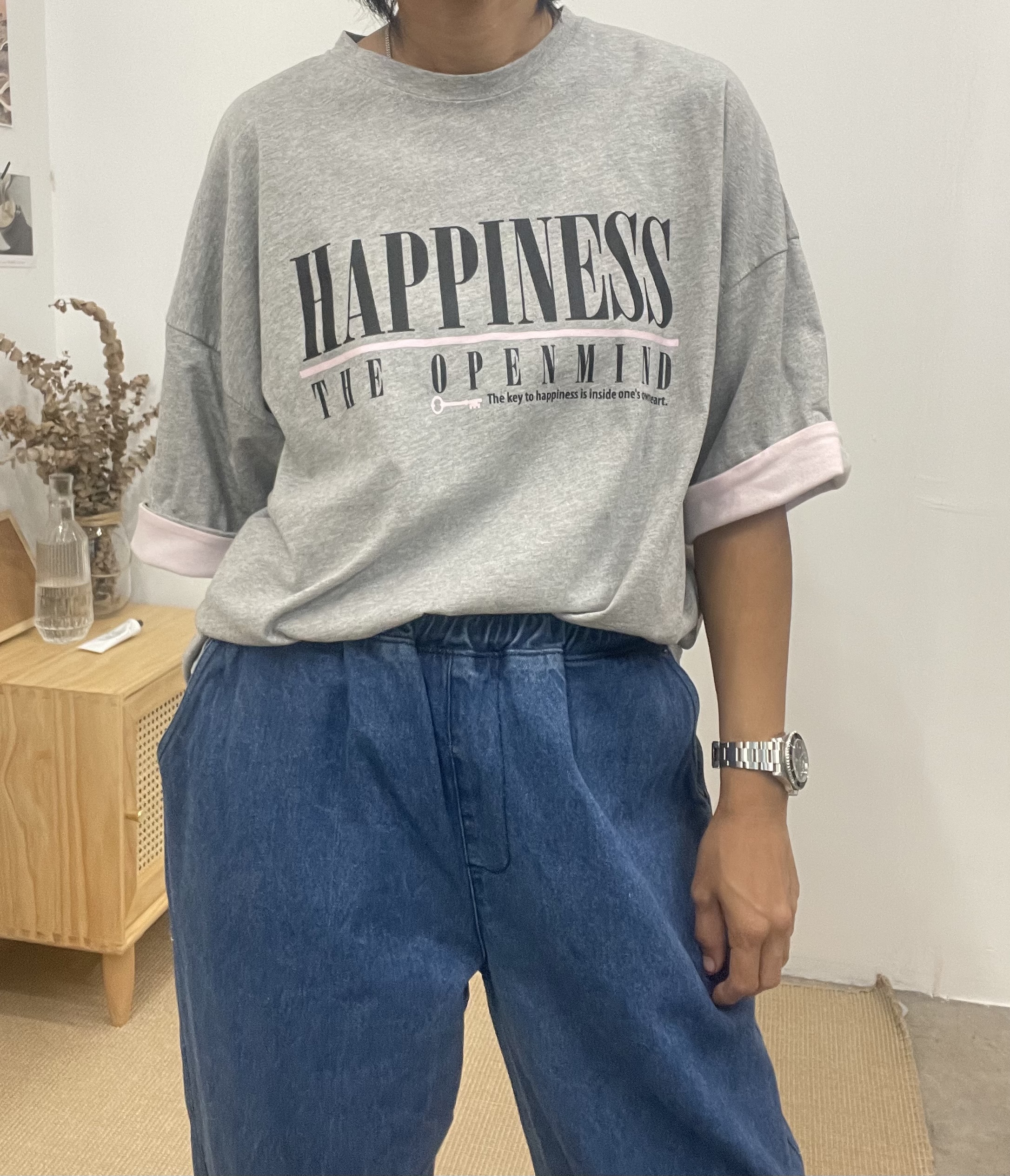 Taylor “ HAPPINESS” 2 tone sleeves tee-shirt 