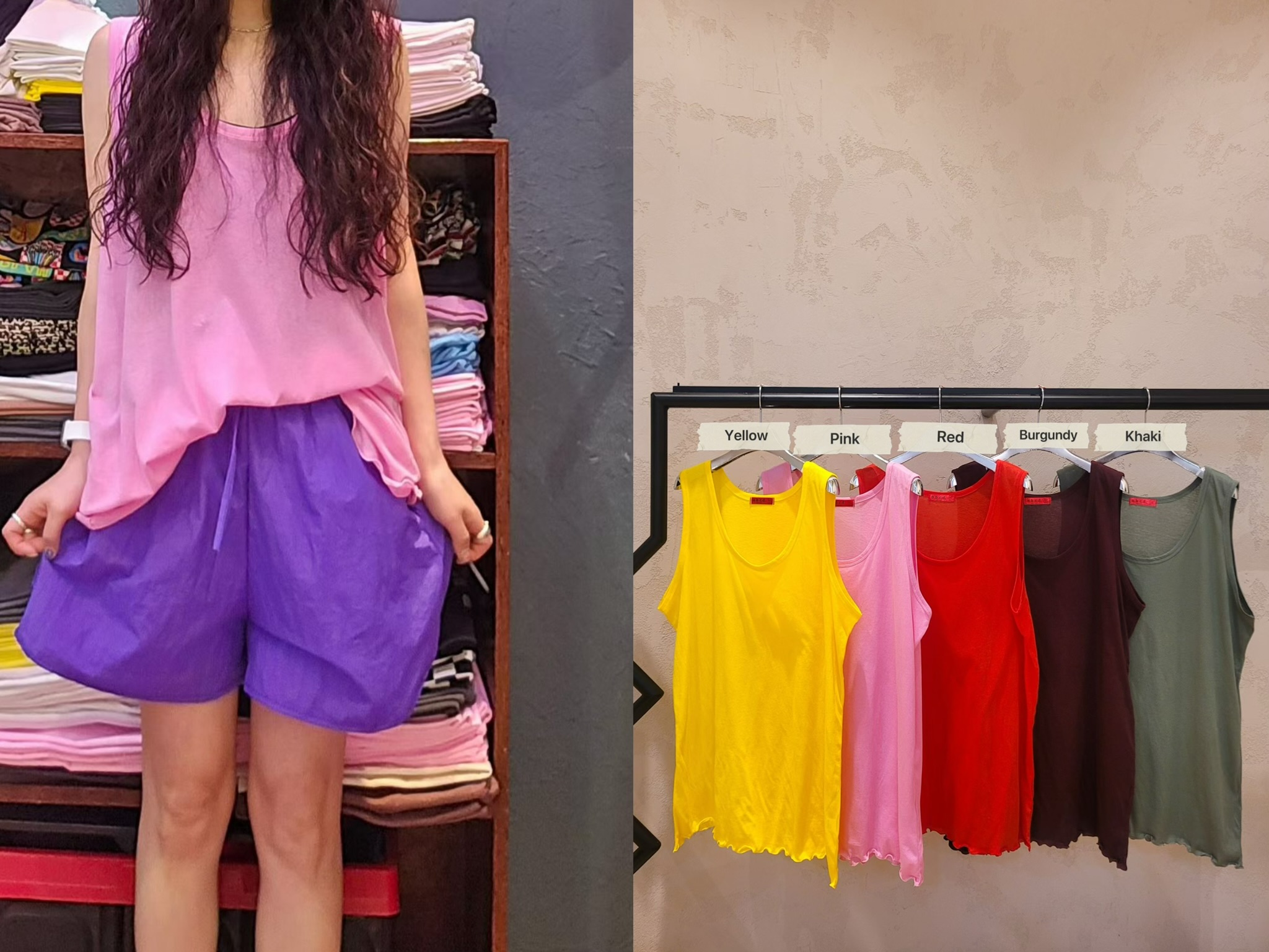 CD14 / LETTICE HEM LOOSE FIT TANK TOP