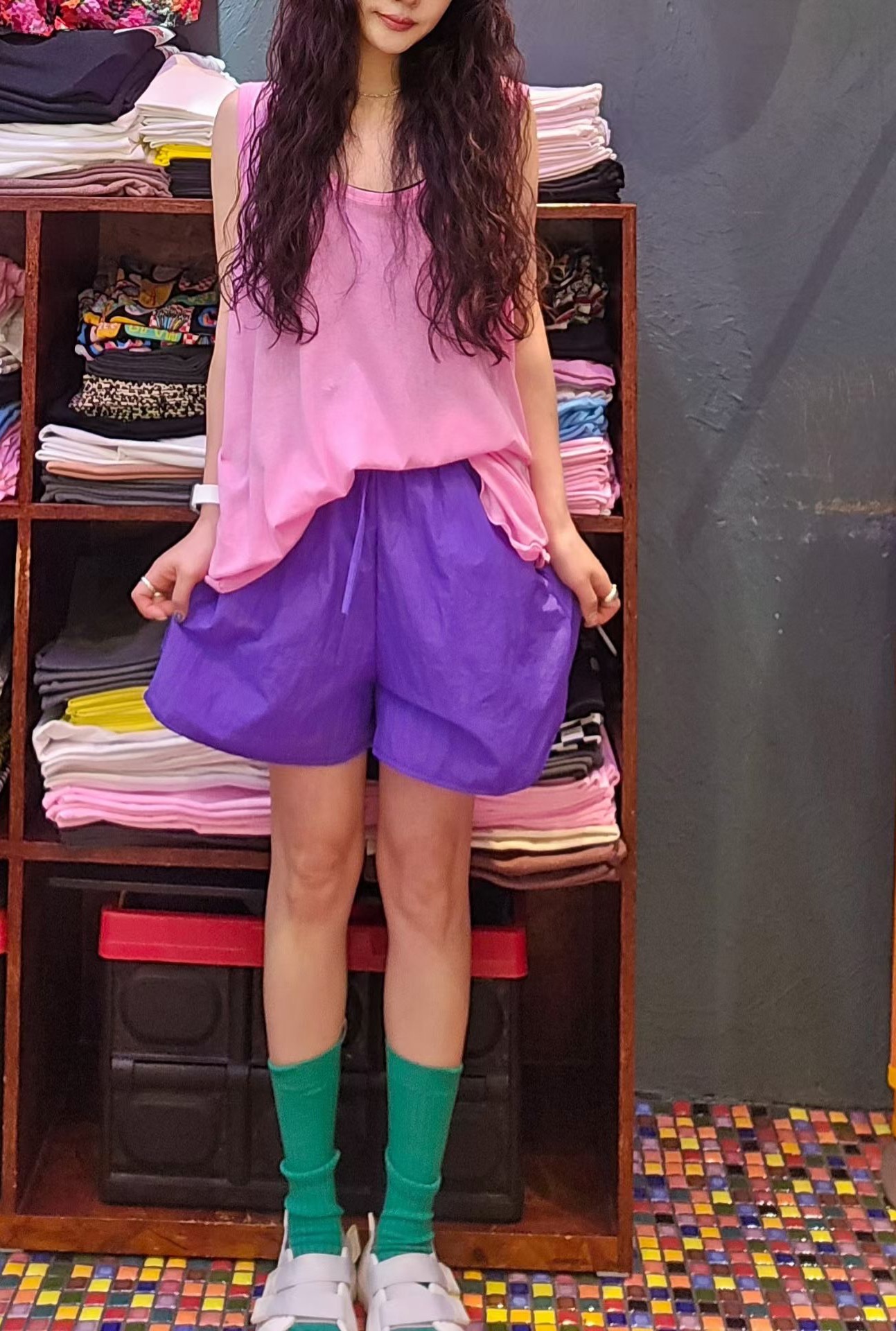 CD14 / LETTICE HEM LOOSE FIT TANK TOP
