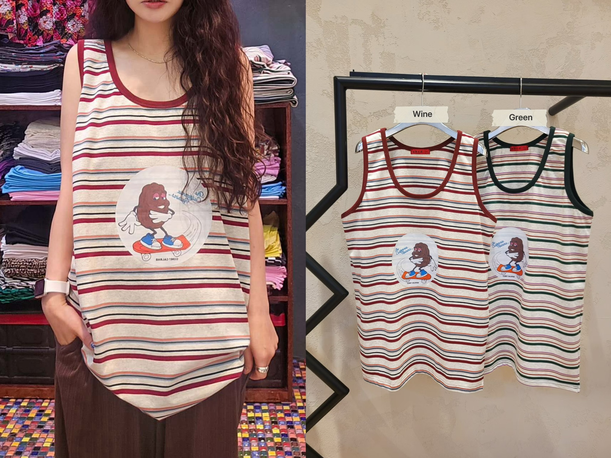 CD15 / THE CALIFORNIA RAISINS STRIPE TANK TOP