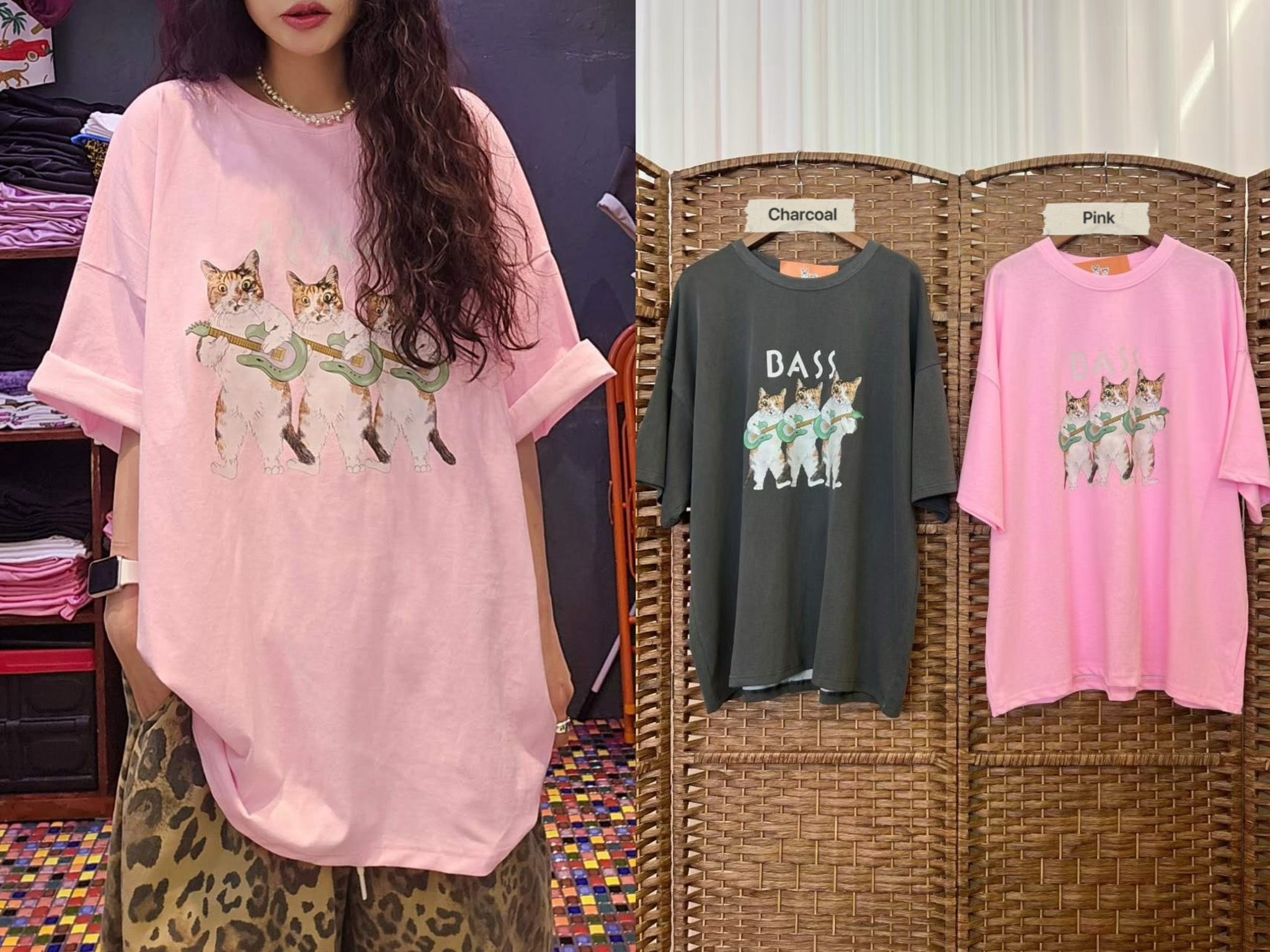CD17 / BASS OVERSIZED CAT TEE SHIRT